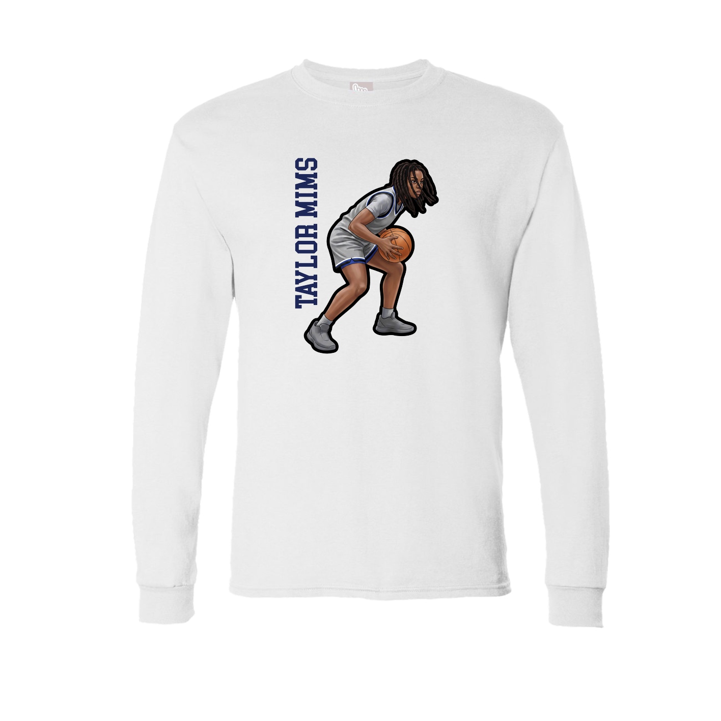 Long Sleeve Tee — Name Vertical in White