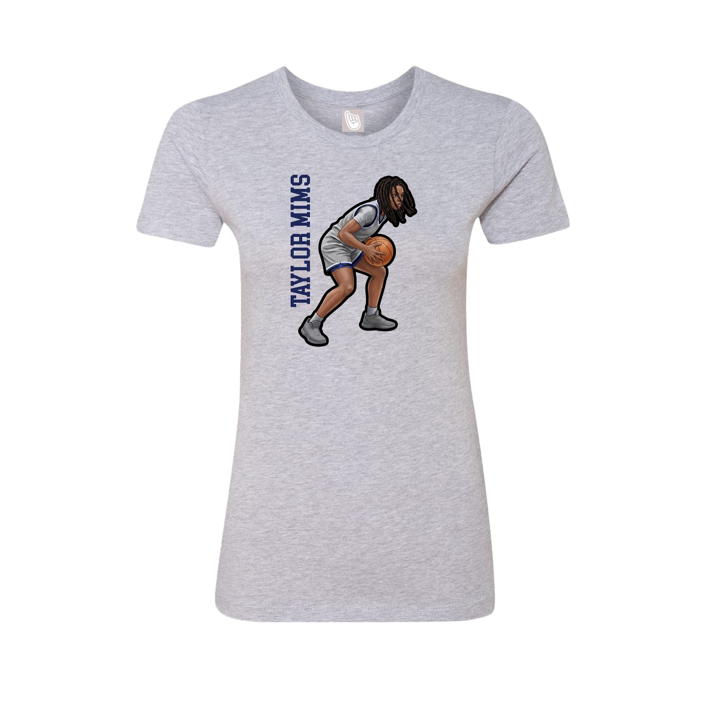 Fitted Women's Tee — Name Vertical in Grey