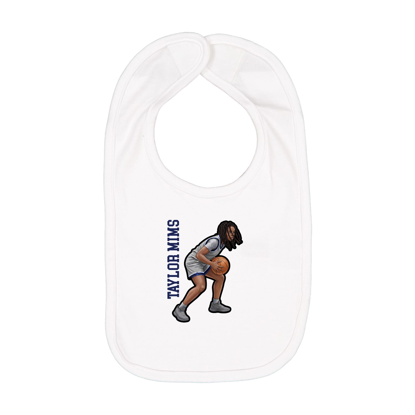 Infant Bib — Name Vertical in White