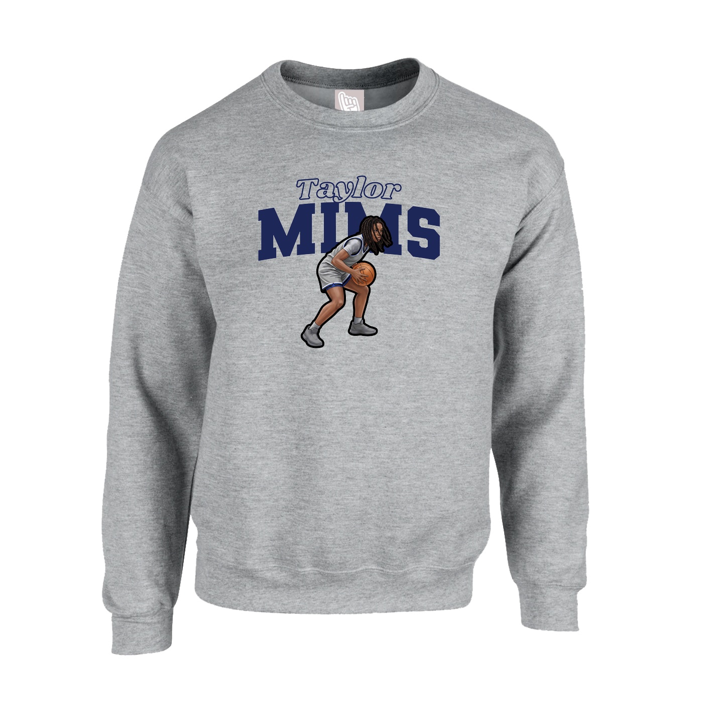 Fleece Crew — Name Arch in Grey