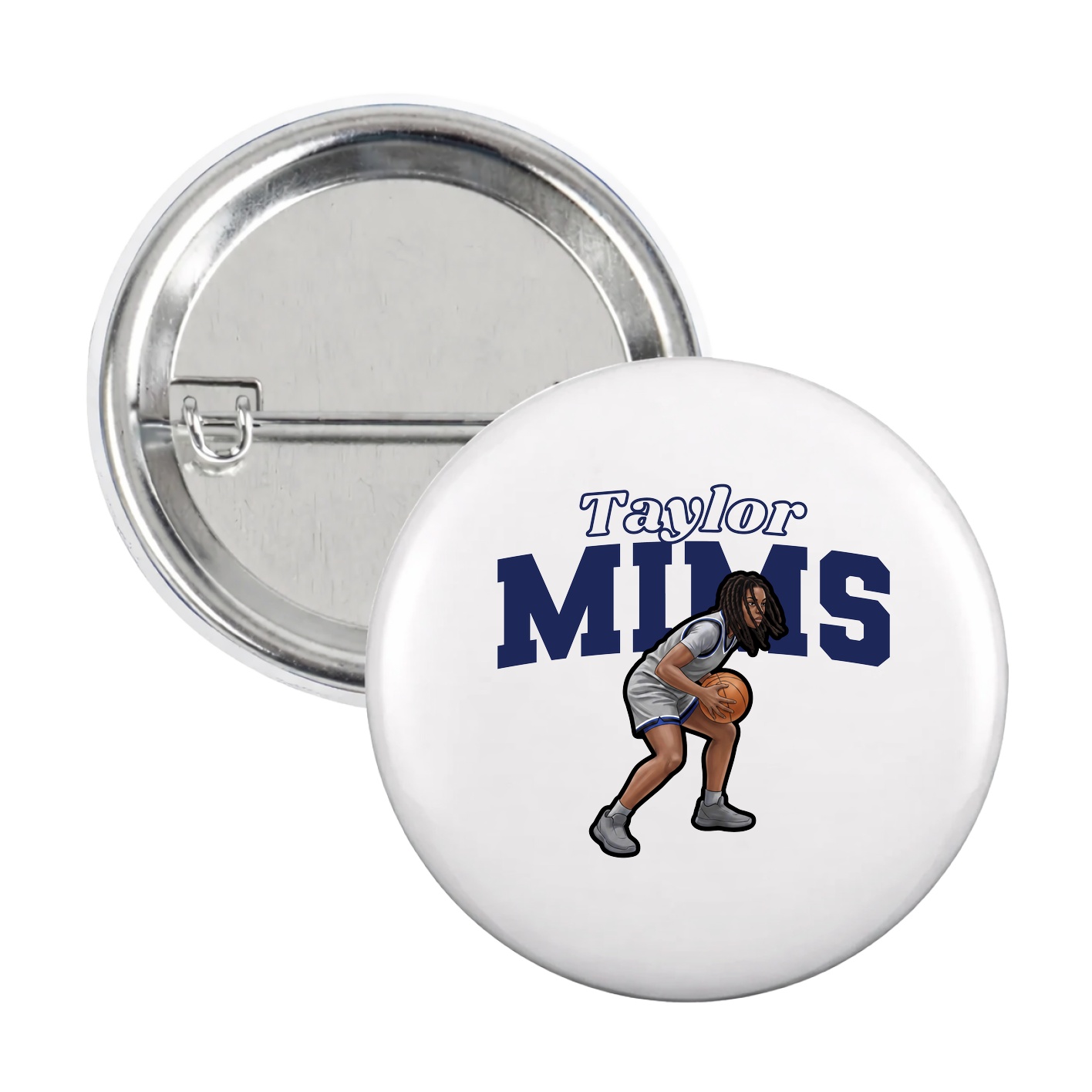 Game Day Button — Name Arch in White