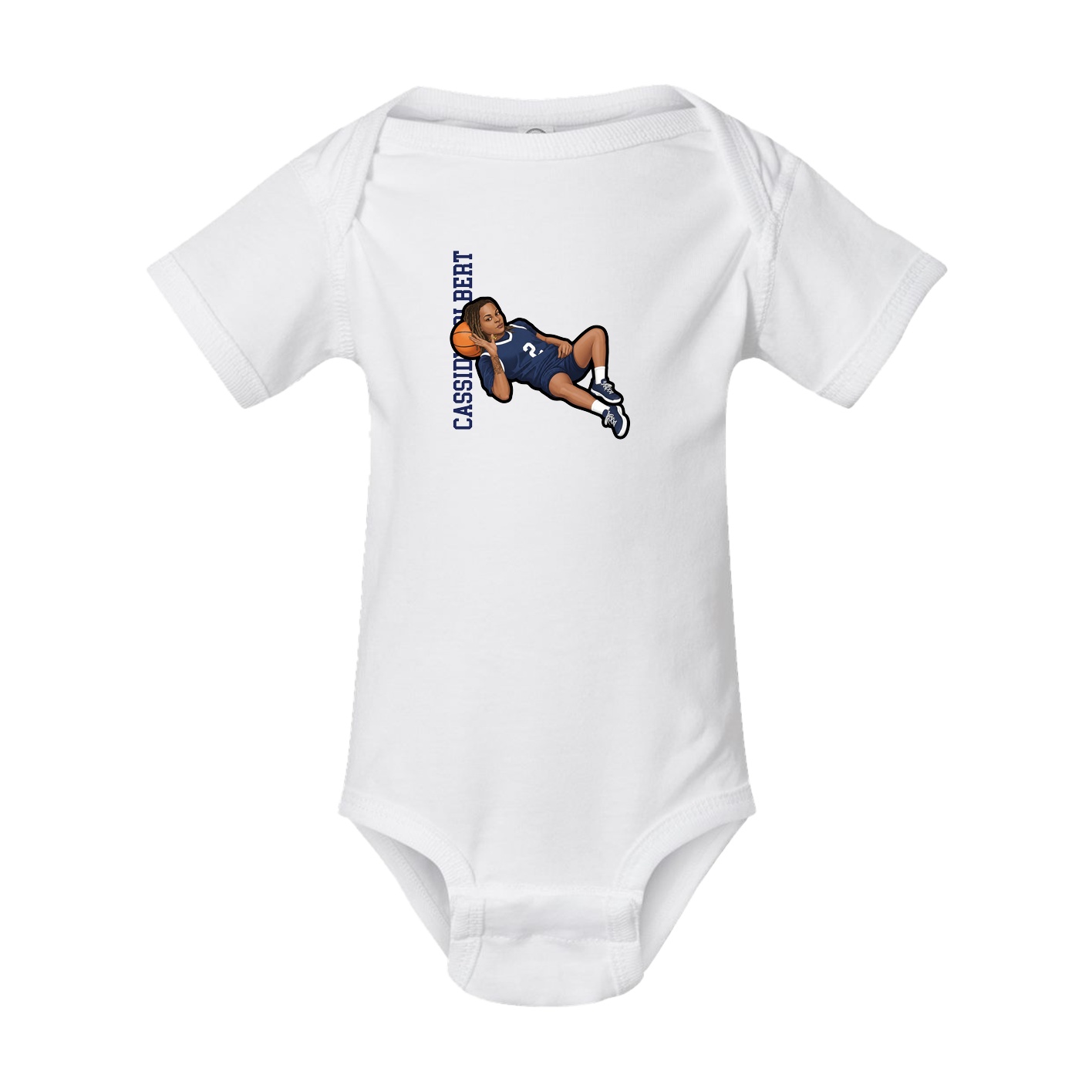 Baby Onesie — Name Vertical in White