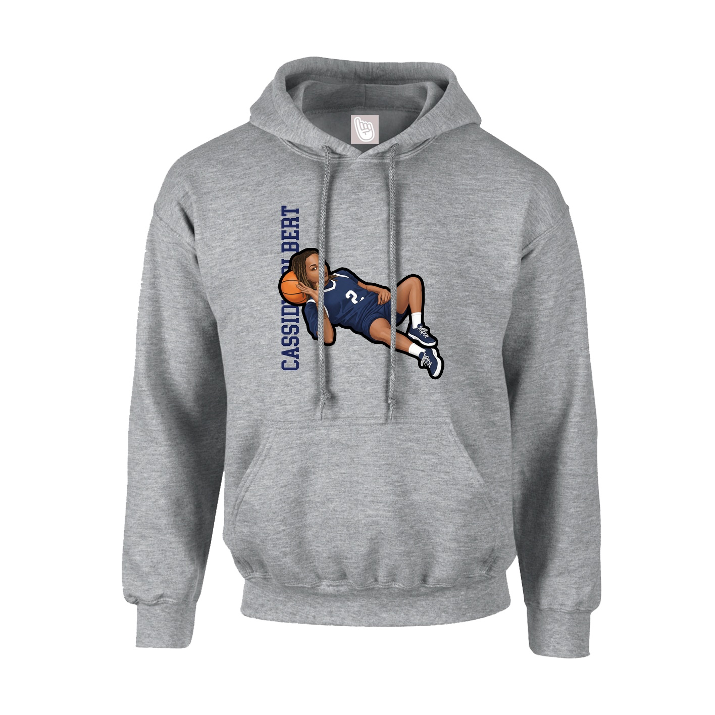 Hoodie — Name Vertical in Grey