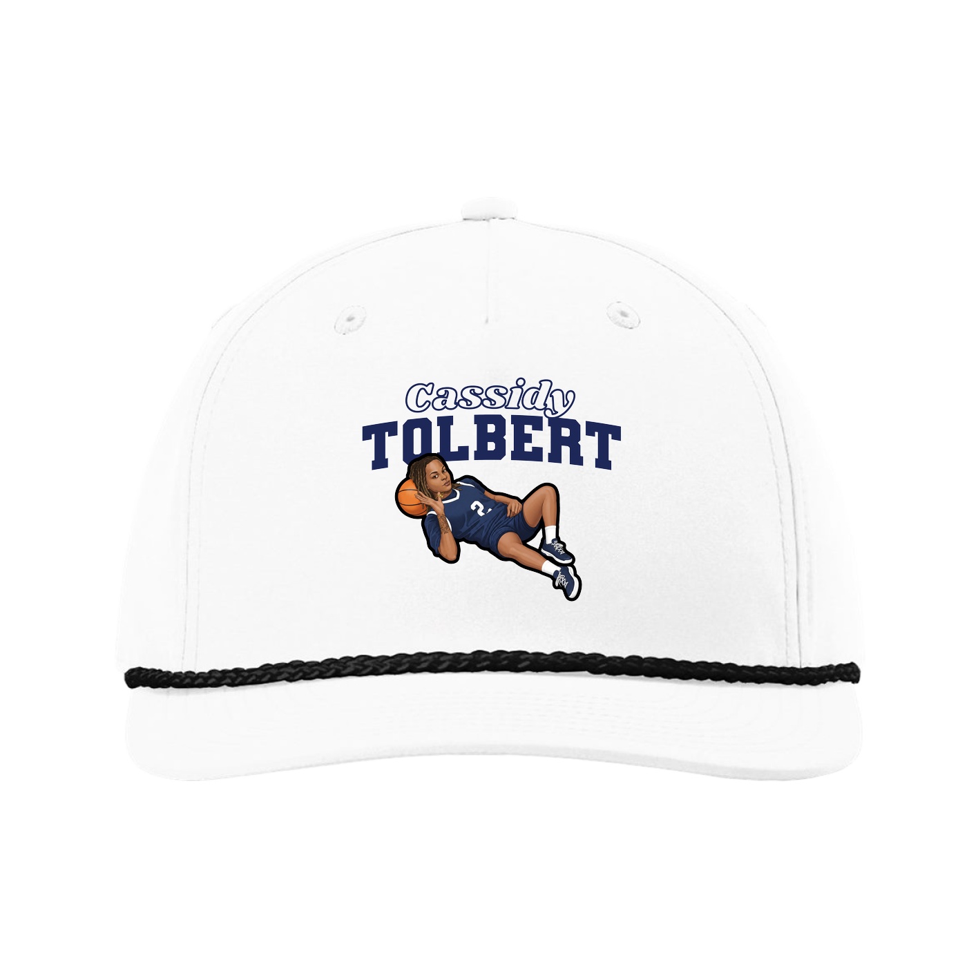 Five-Panel Classic Rope Cap — Name Arch in White