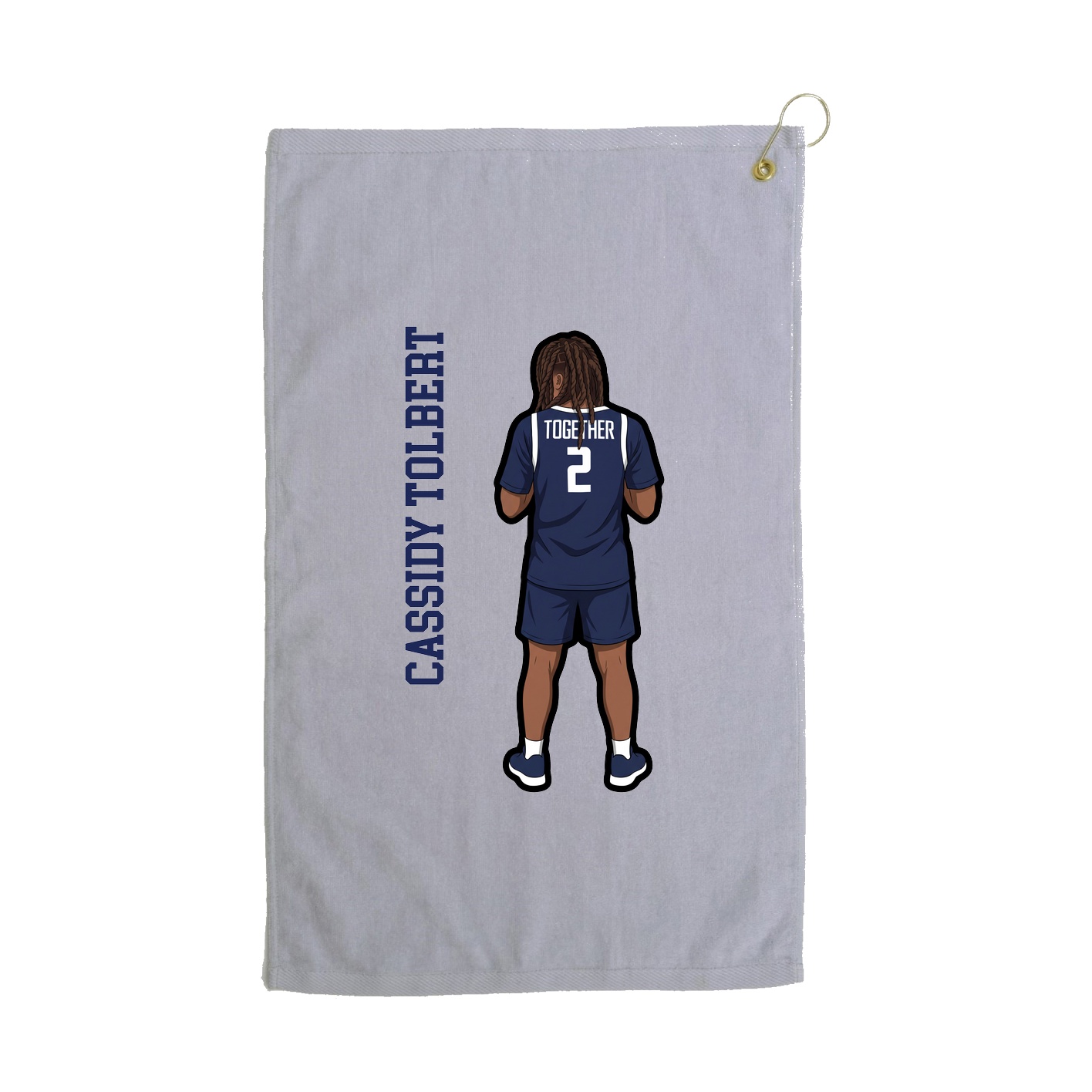 Golf Towel — Name Vertical in Grey