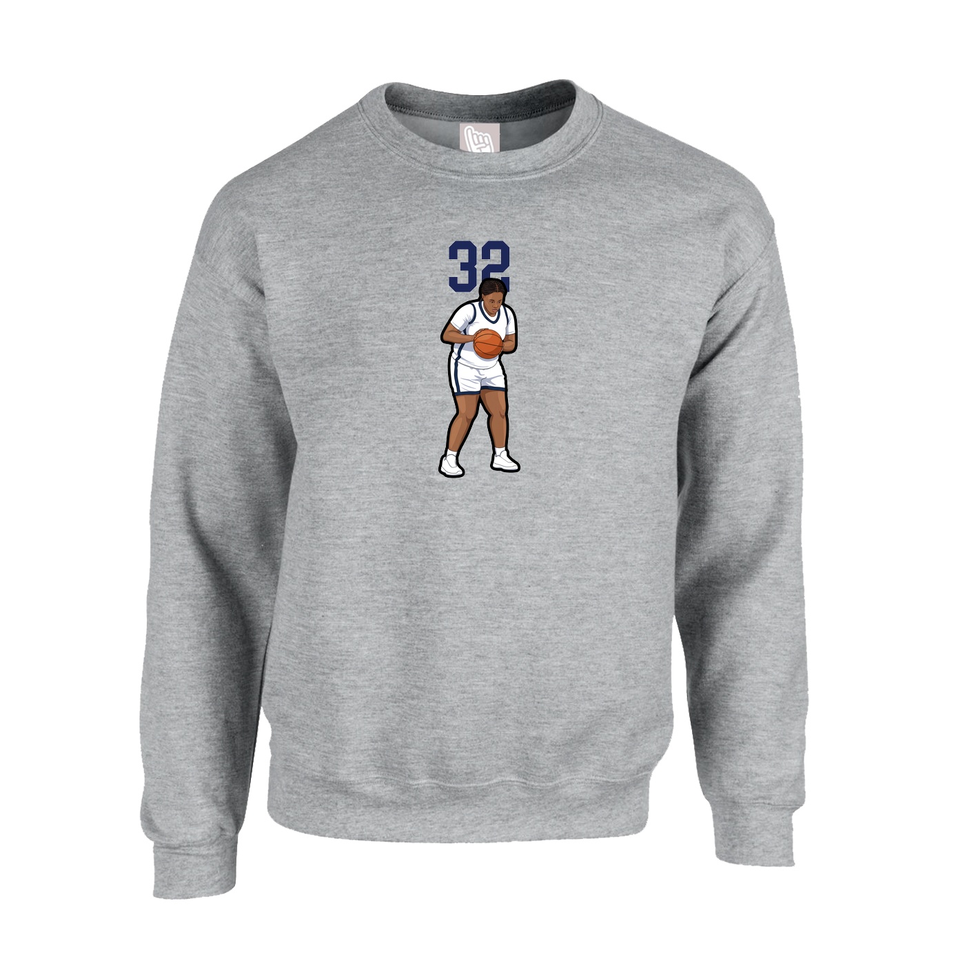 Fleece Crew — Number Top in Grey
