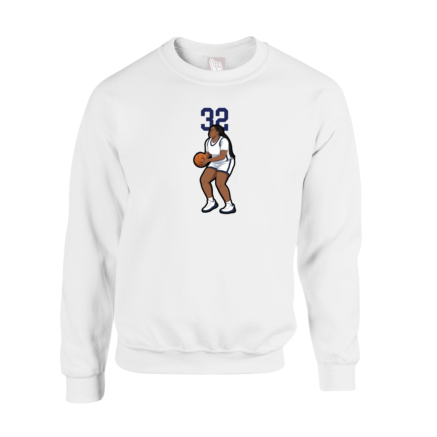 Fleece Crew — Number Top in White