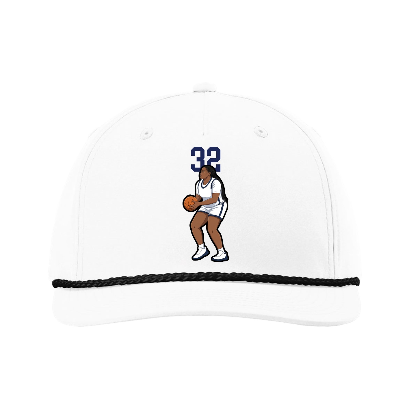 Five-Panel Classic Rope Cap — Number Top in White