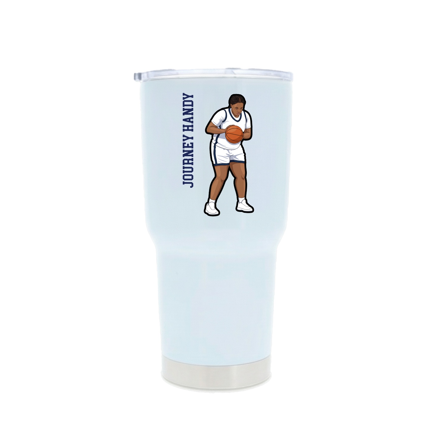 30oz Stainless Steel Tumbler — Name Vertical in White