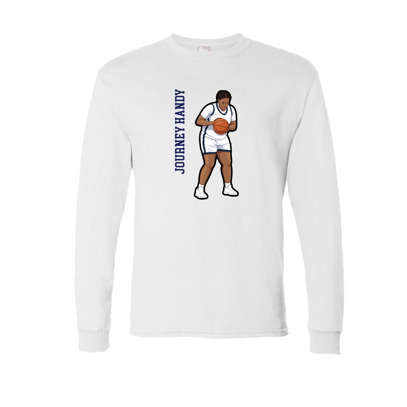 Long Sleeve Tee — Name Vertical in White