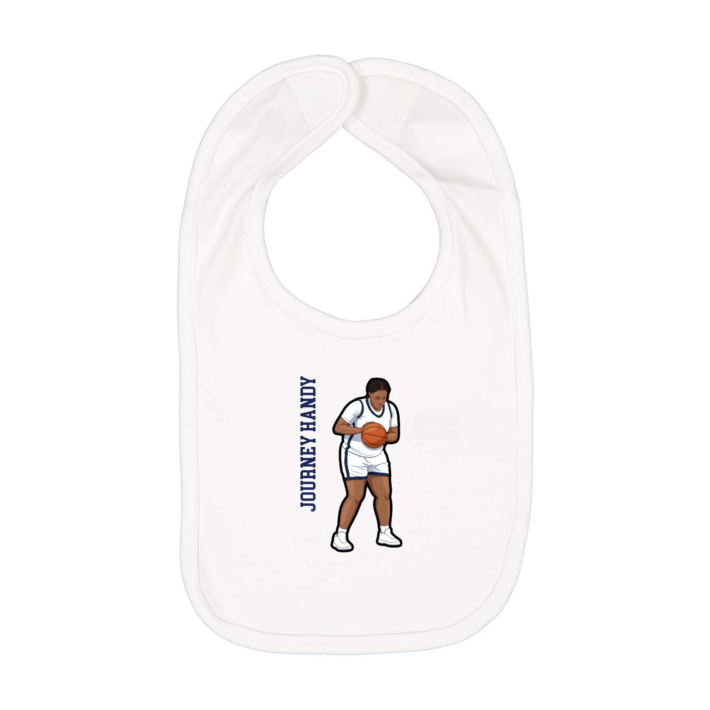 Infant Bib — Name Vertical in White