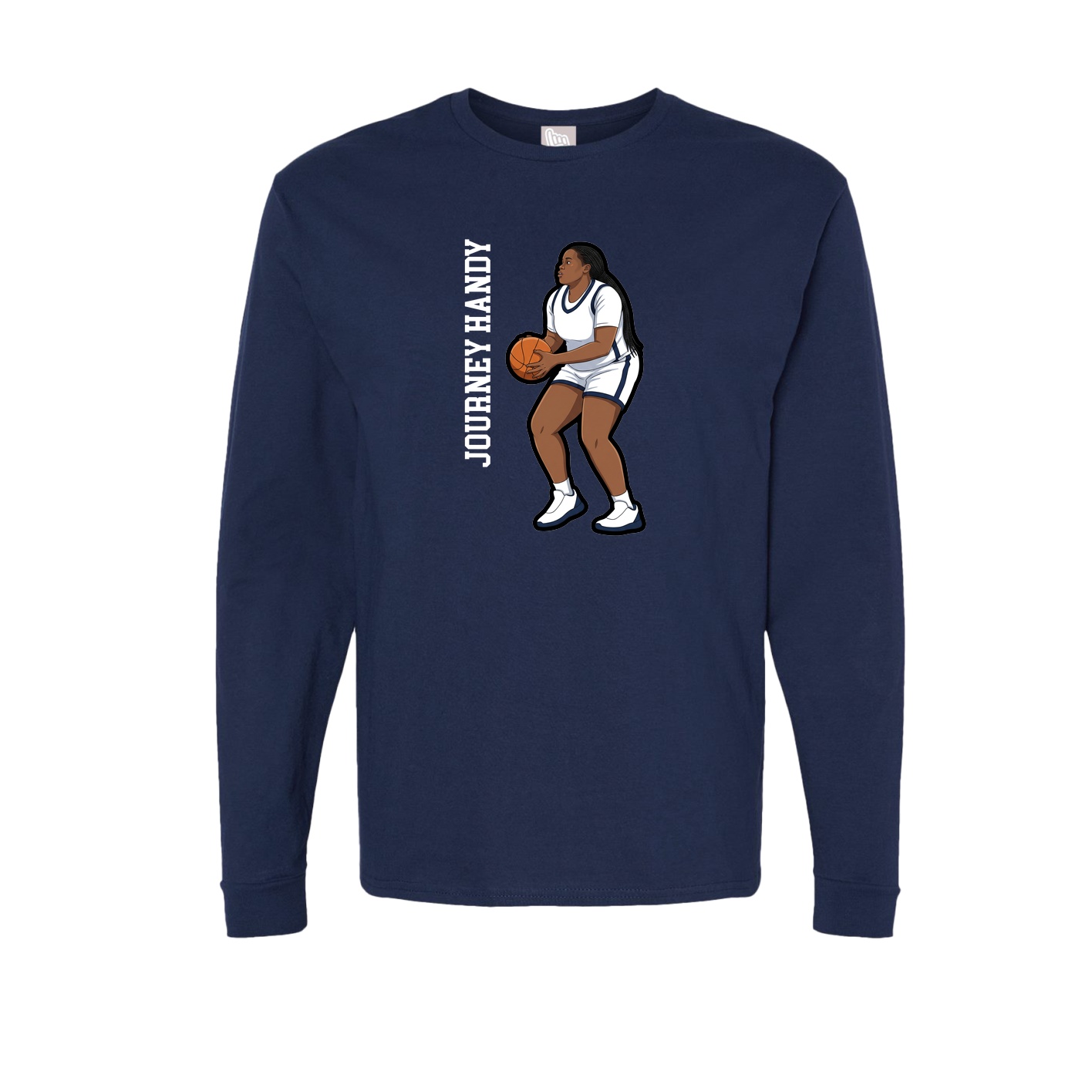 Long Sleeve Tee — Name Vertical in Navy