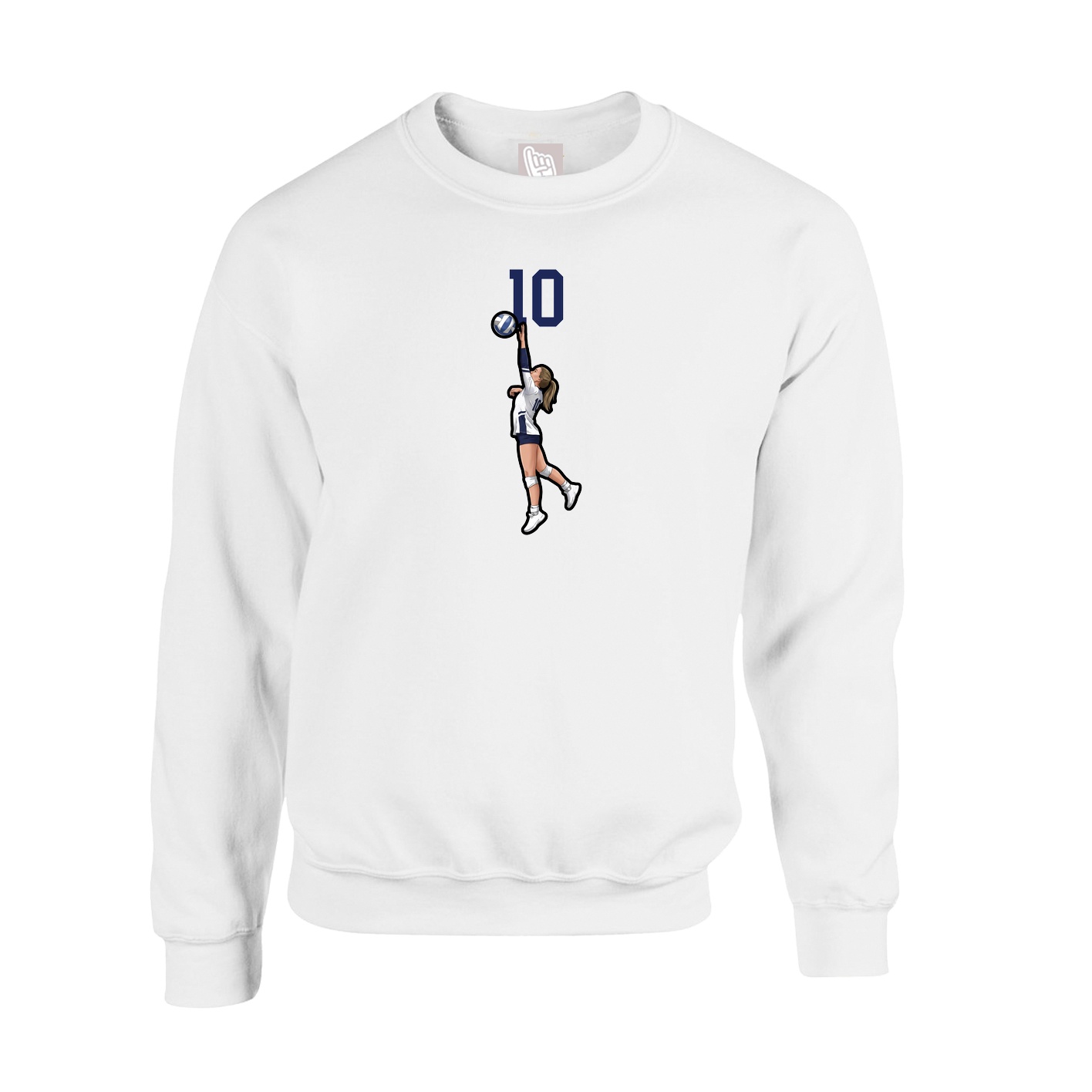 Fleece Crew — Number Top in White