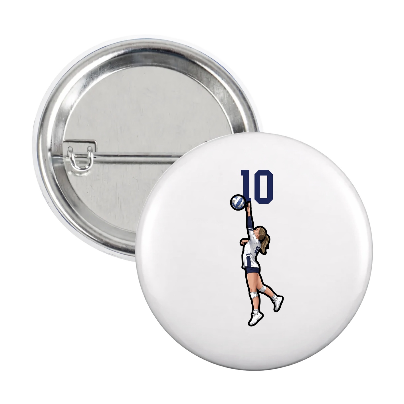 Game Day Button — Number Top in White