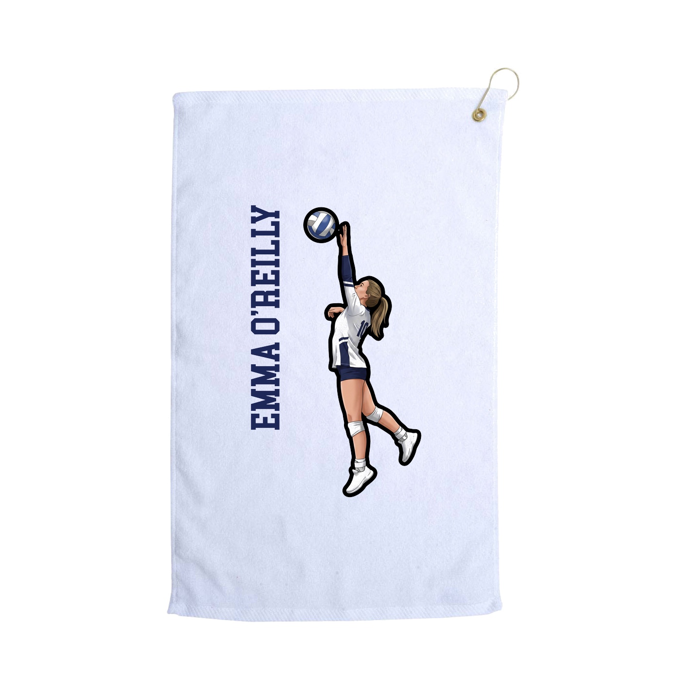 Golf Towel — Name Vertical in White