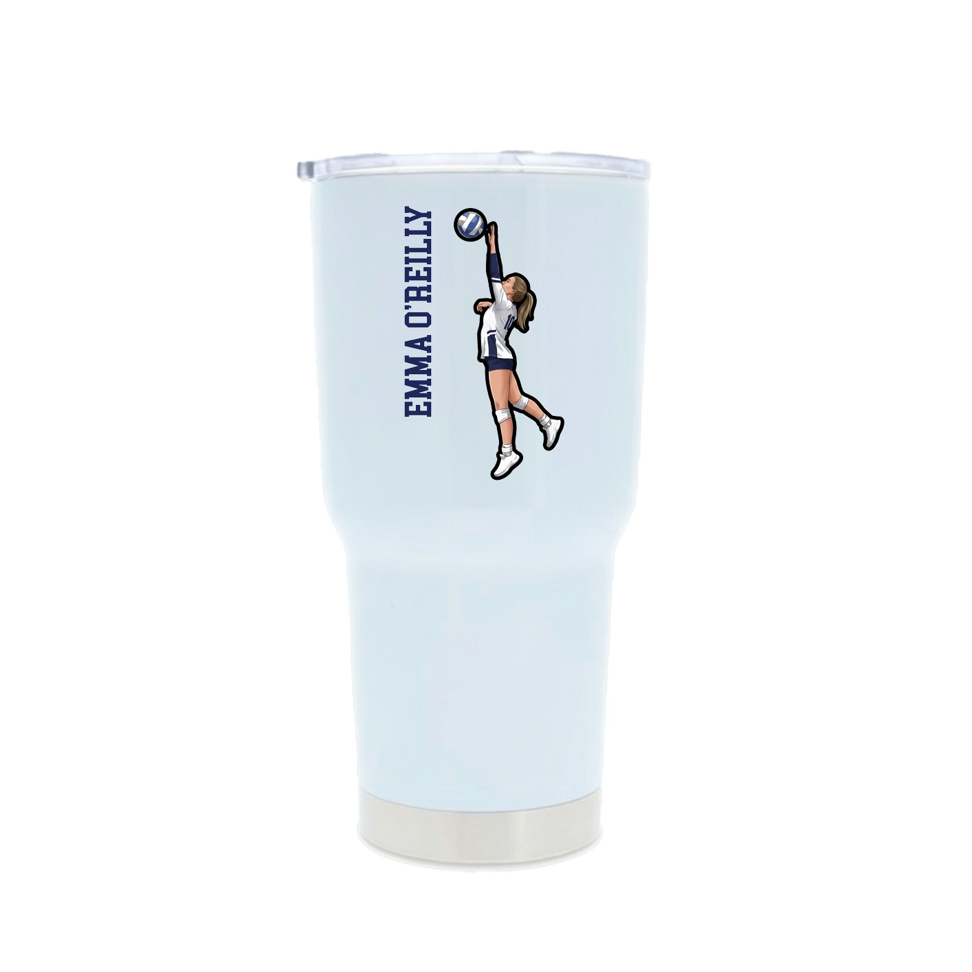 30oz Stainless Steel Tumbler — Name Vertical in White