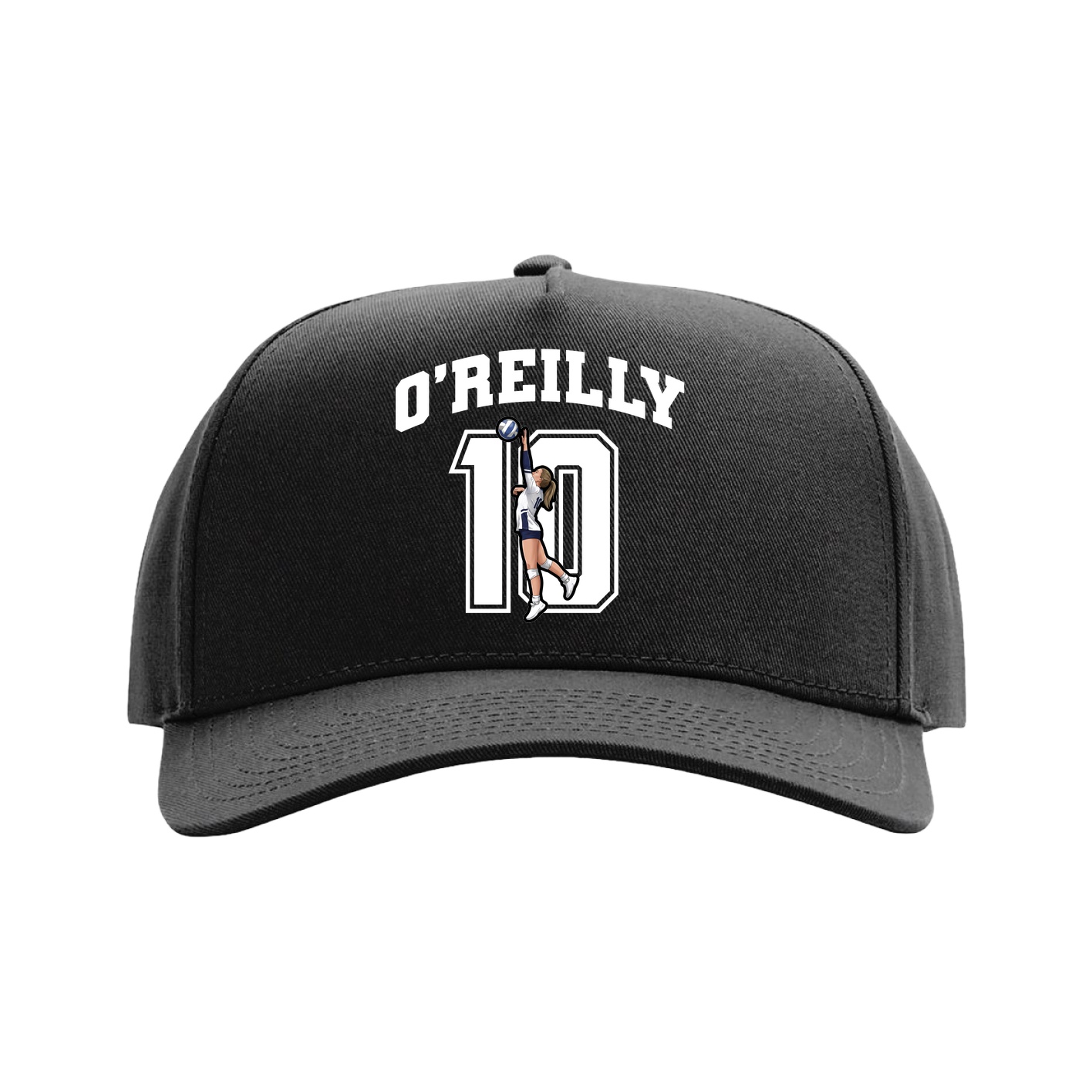 Full Fabric Five-Panel Champ Cap — Number in Black