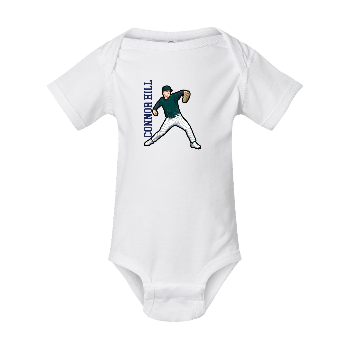 Baby Onesie — Name Vertical in White