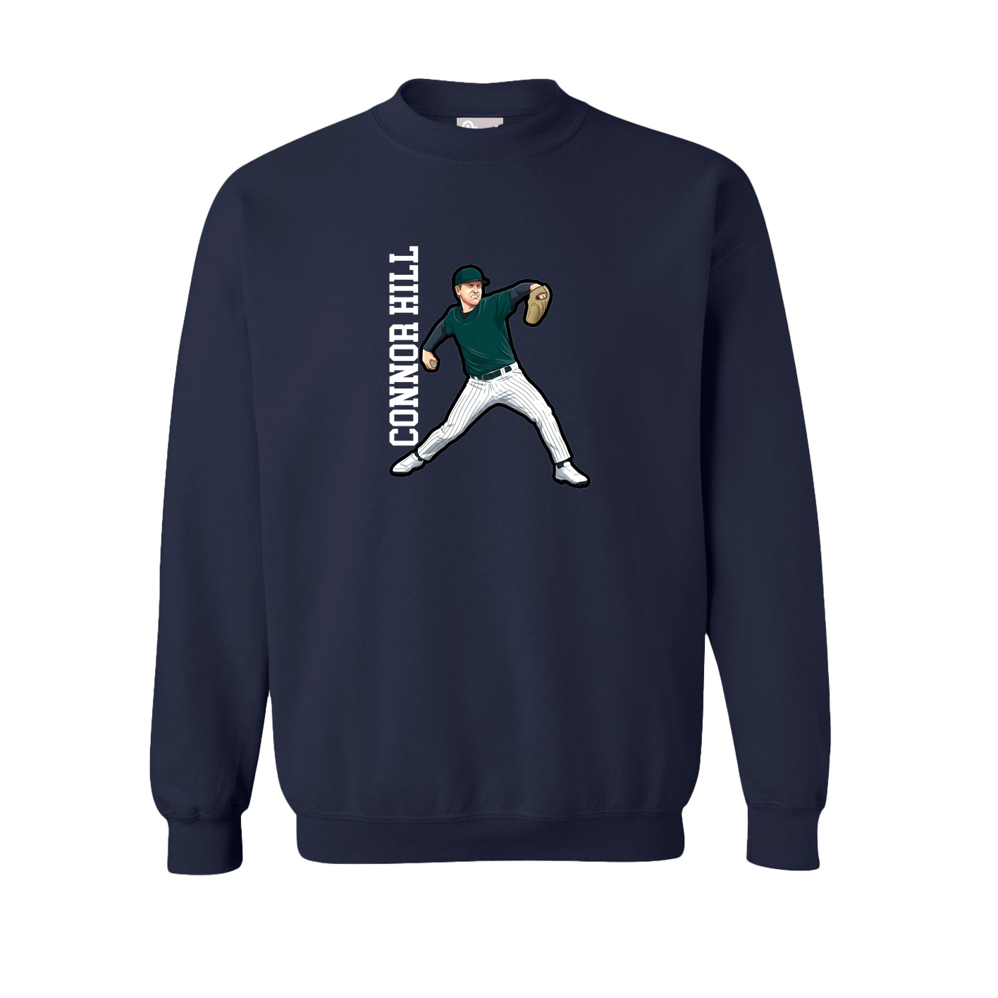 Fleece Crew — Name Vertical in Navy