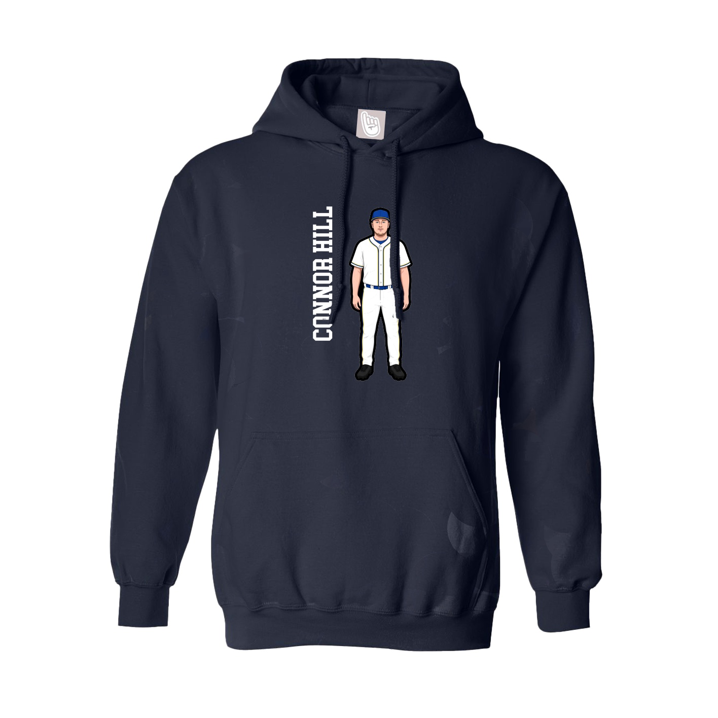 Hoodie — Name Vertical in Navy