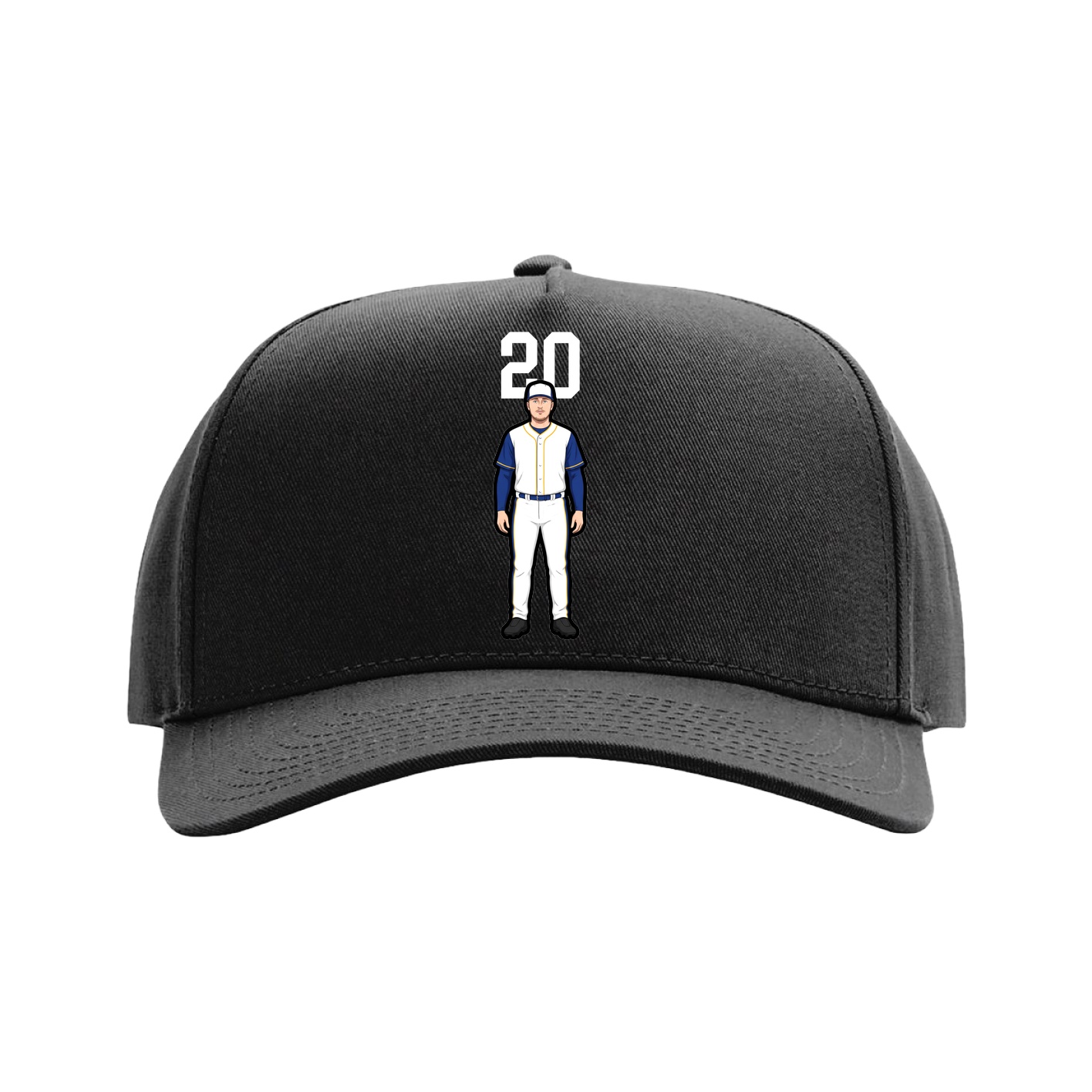 Full Fabric Five-Panel Champ Cap — Number Top in Black
