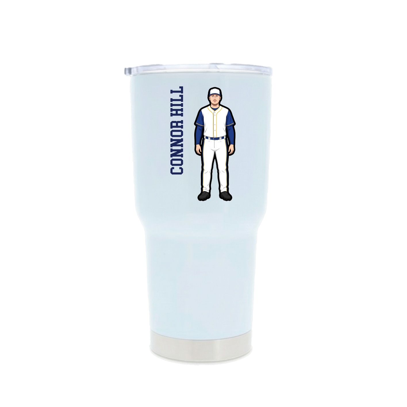 30oz Stainless Steel Tumbler — Name Vertical in White
