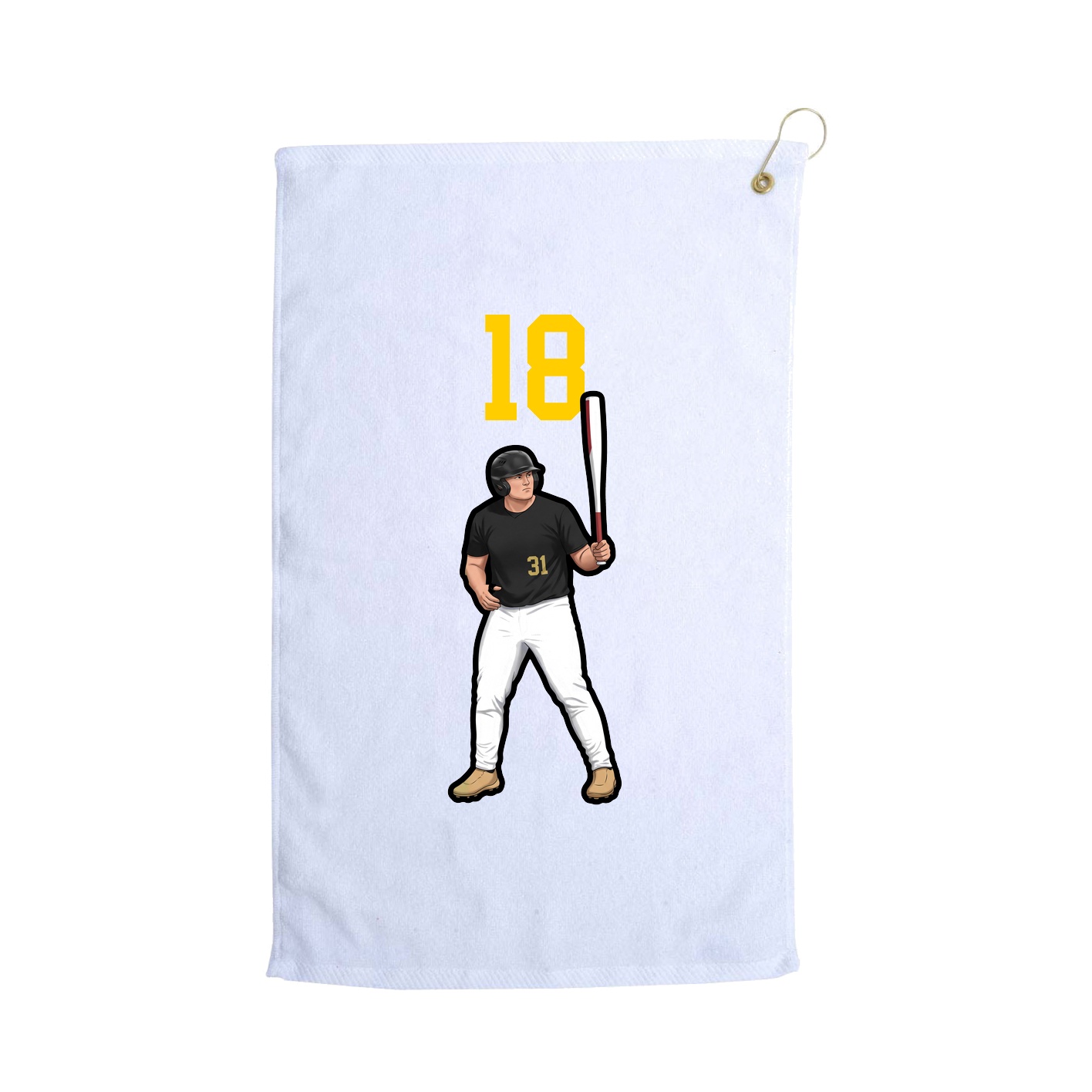 Golf Towel — Number Top in White