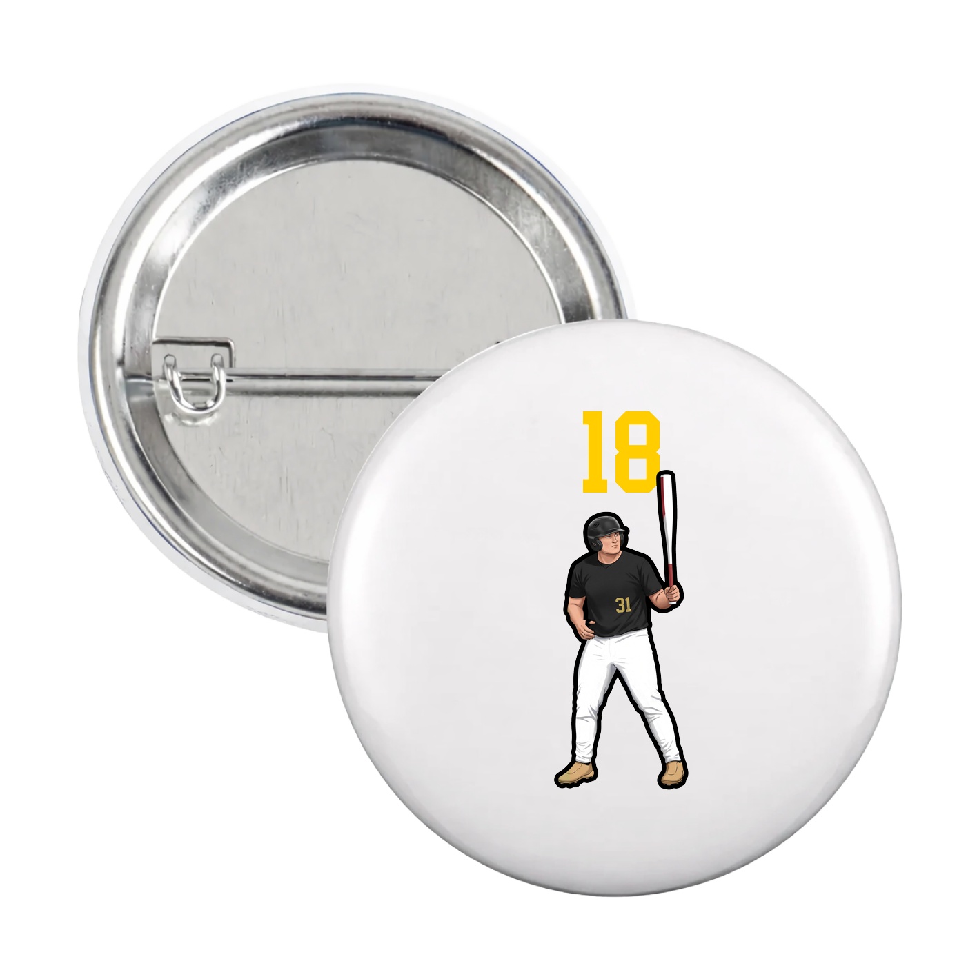 Game Day Button — Number Top in White