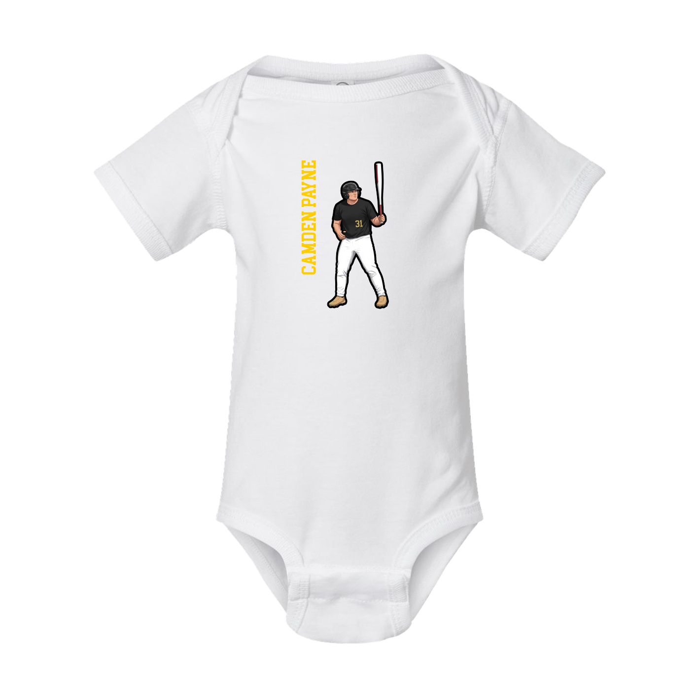 Baby Onesie — Name Vertical in White