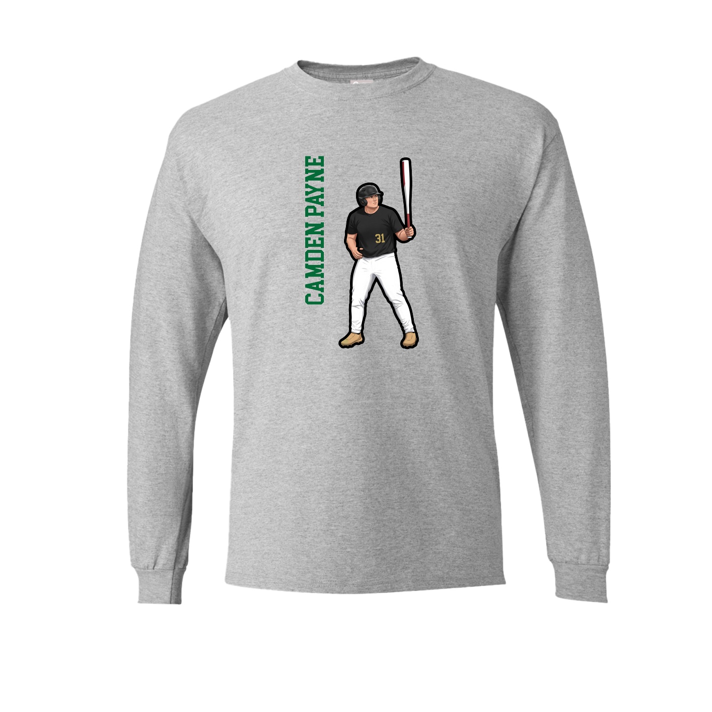 Long Sleeve Tee — Name Vertical in Grey