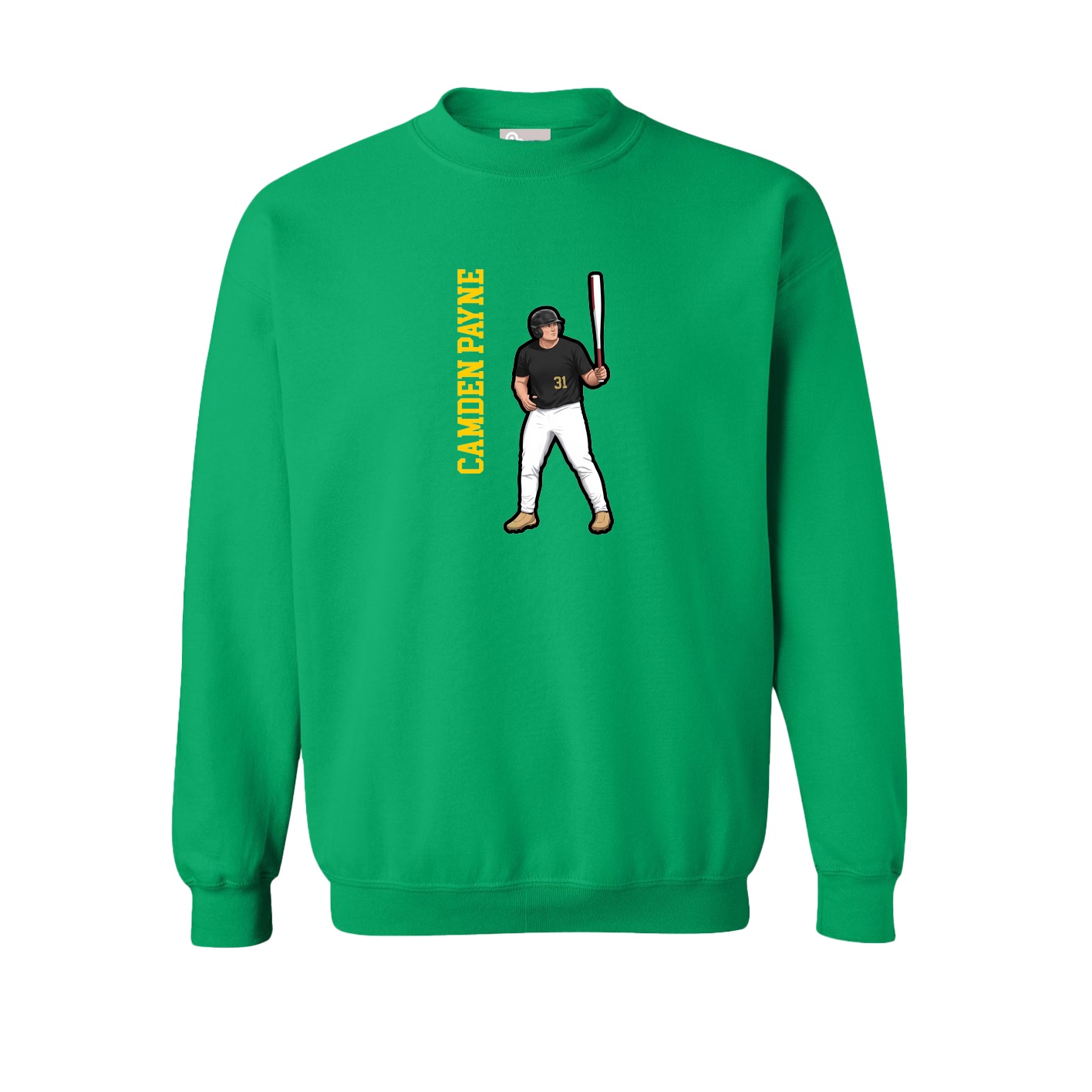 Fleece Crew — Name Vertical in Green