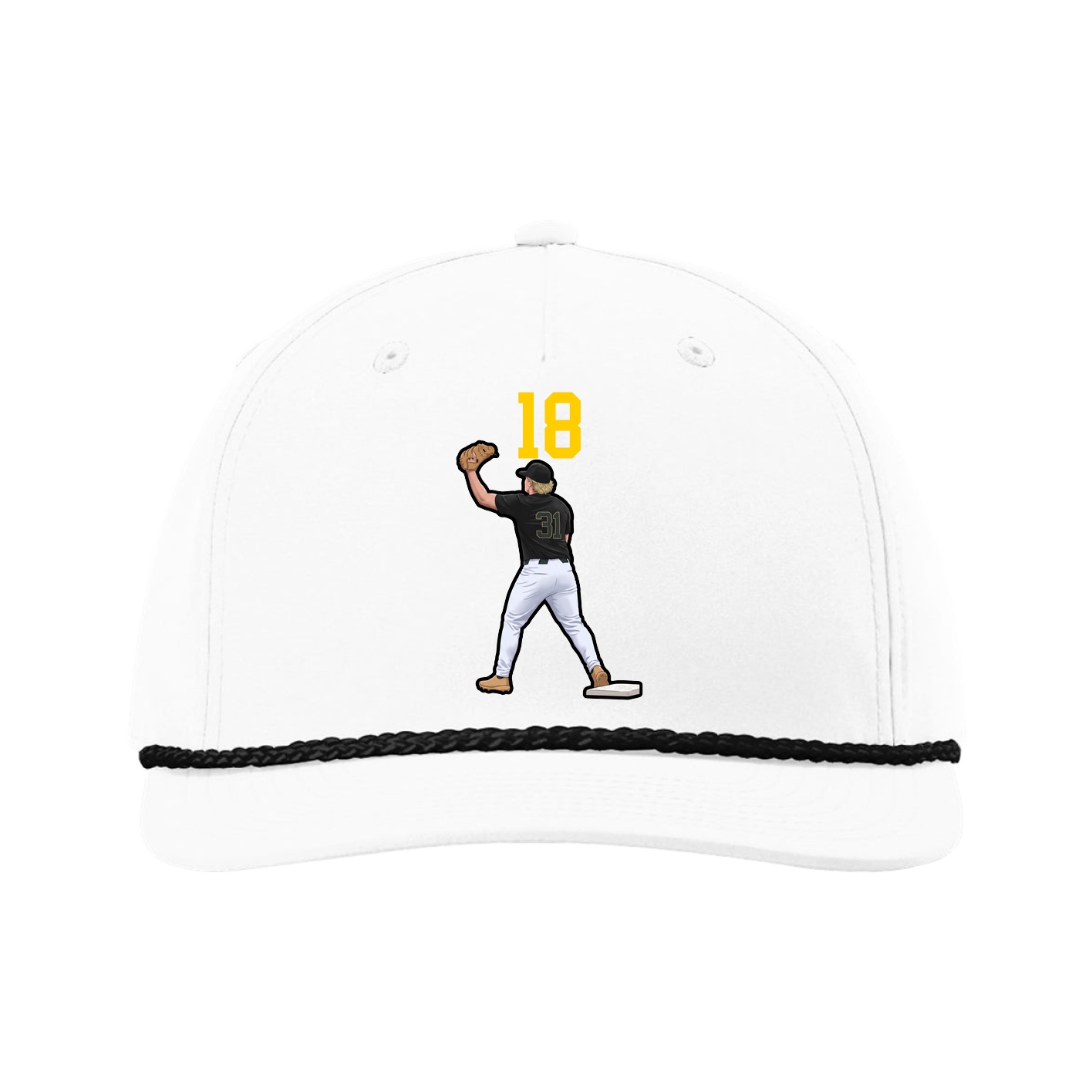 Five-Panel Classic Rope Cap — Number Top in White