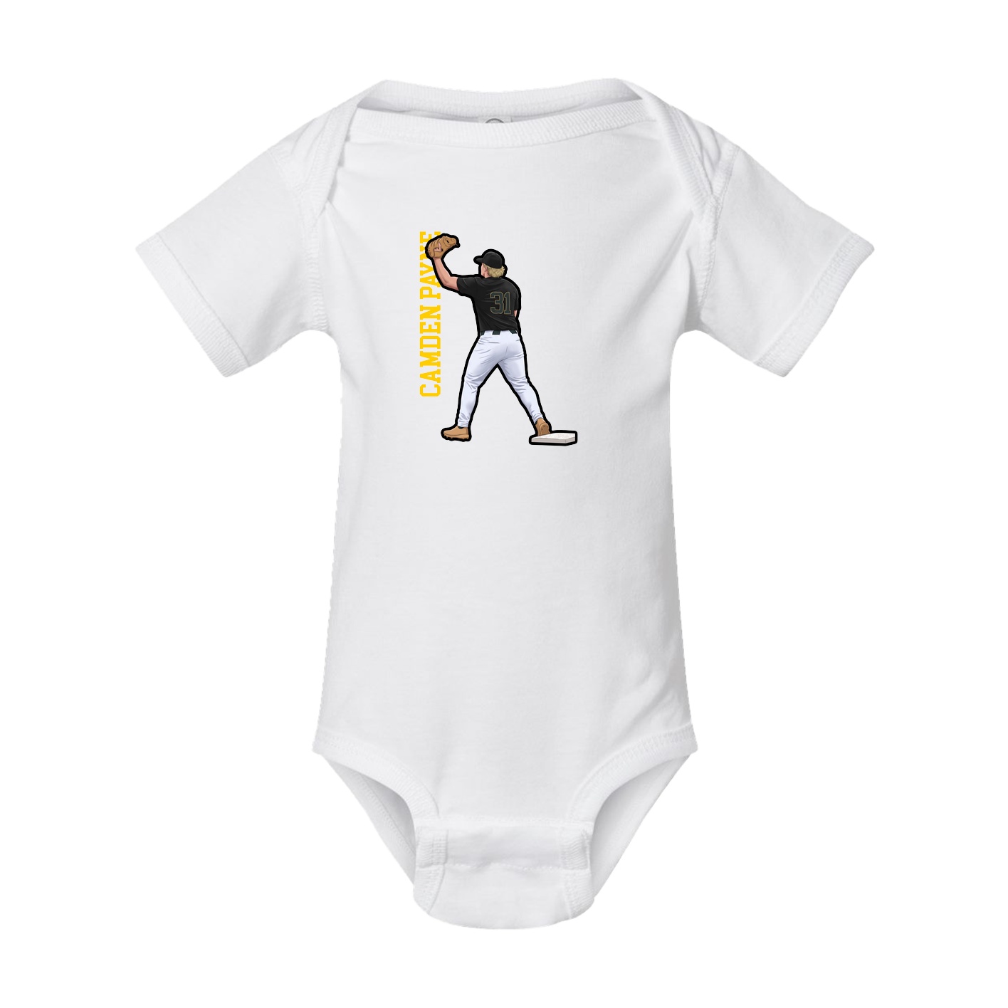 Baby Onesie — Name Vertical in White