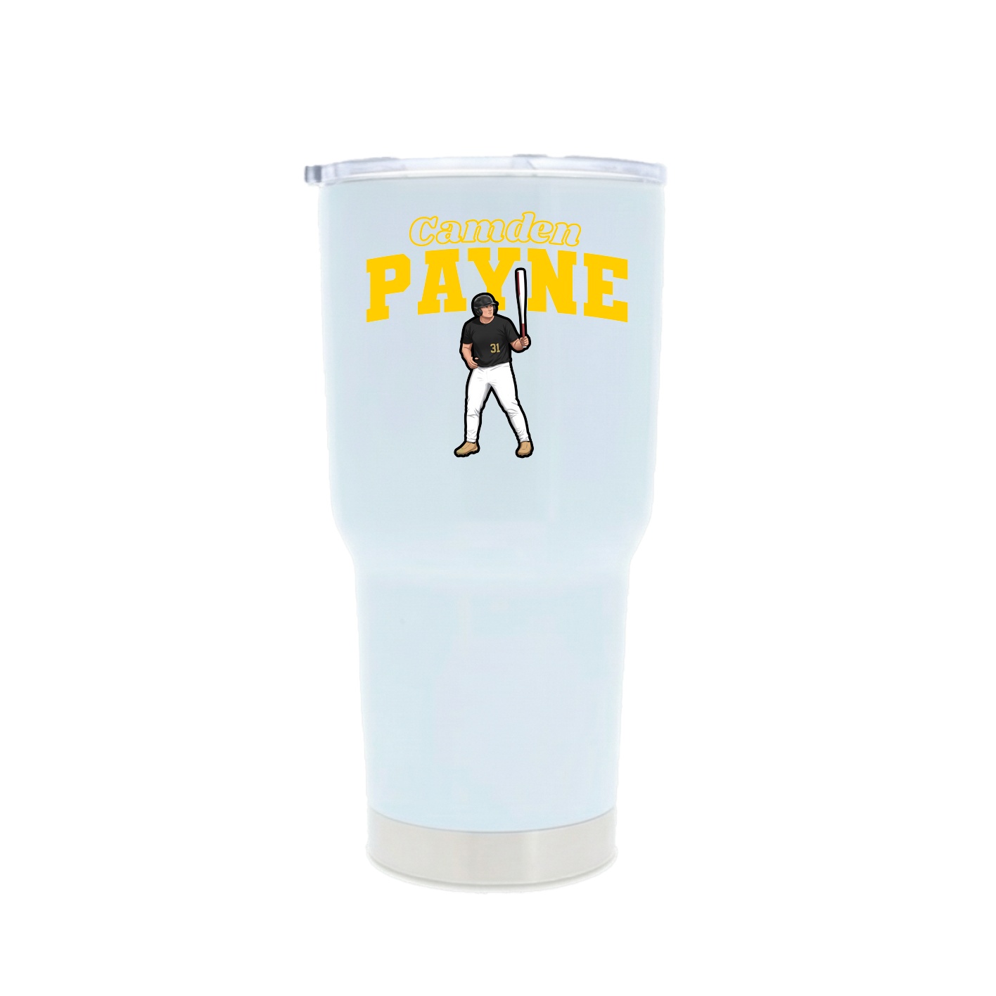 30oz Stainless Steel Tumbler — Name Arch in White
