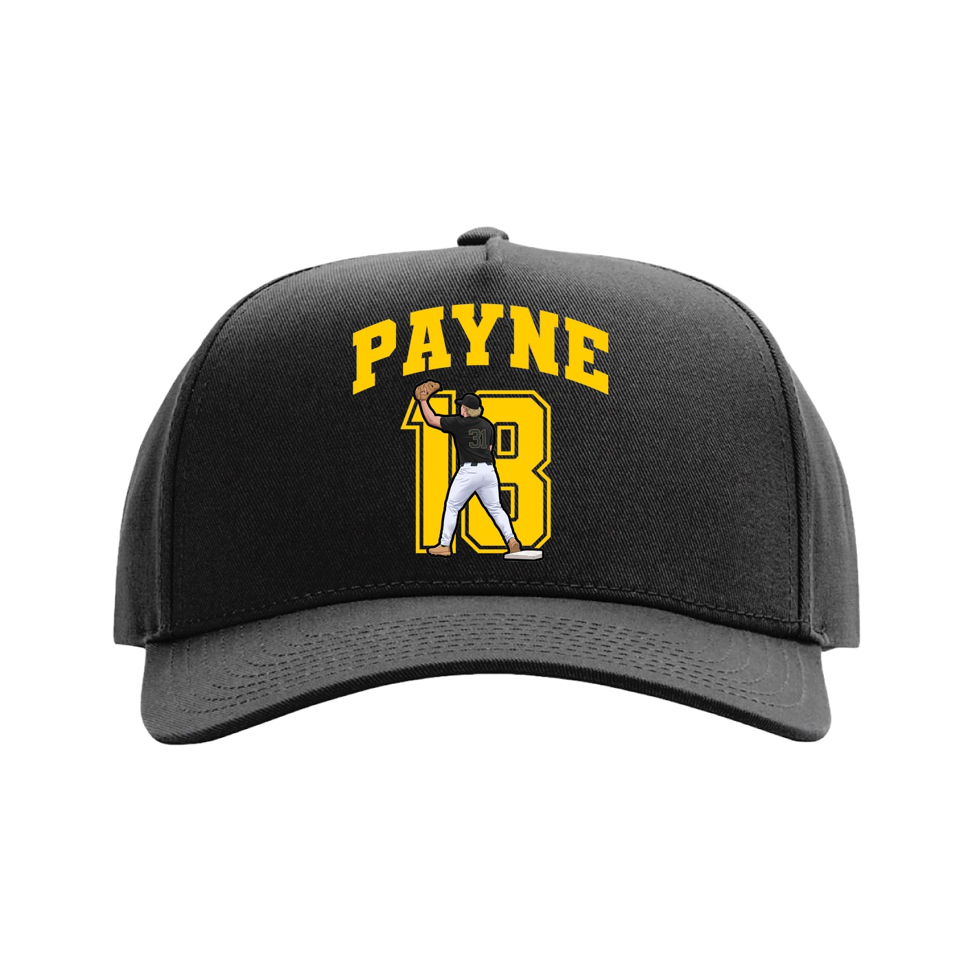 Full Fabric Five-Panel Champ Cap — Number in Black
