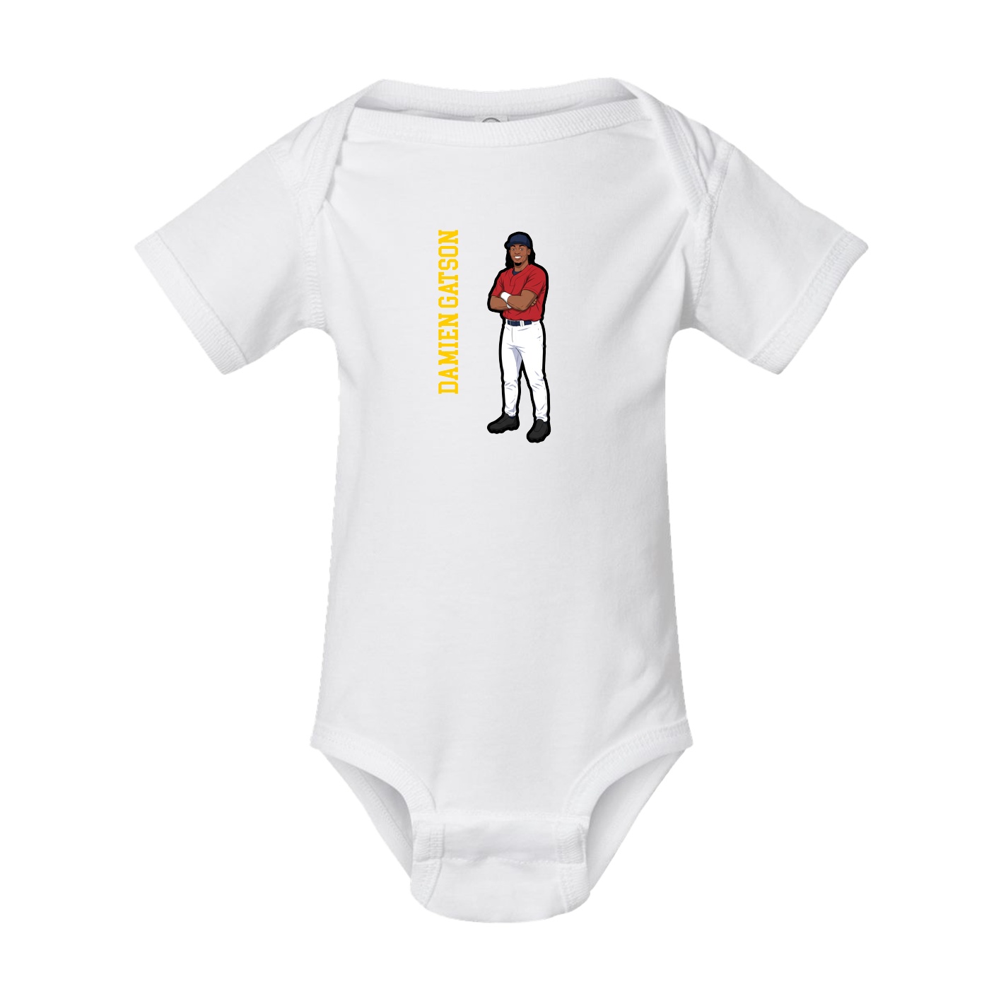 Baby Onesie — Name Vertical in White