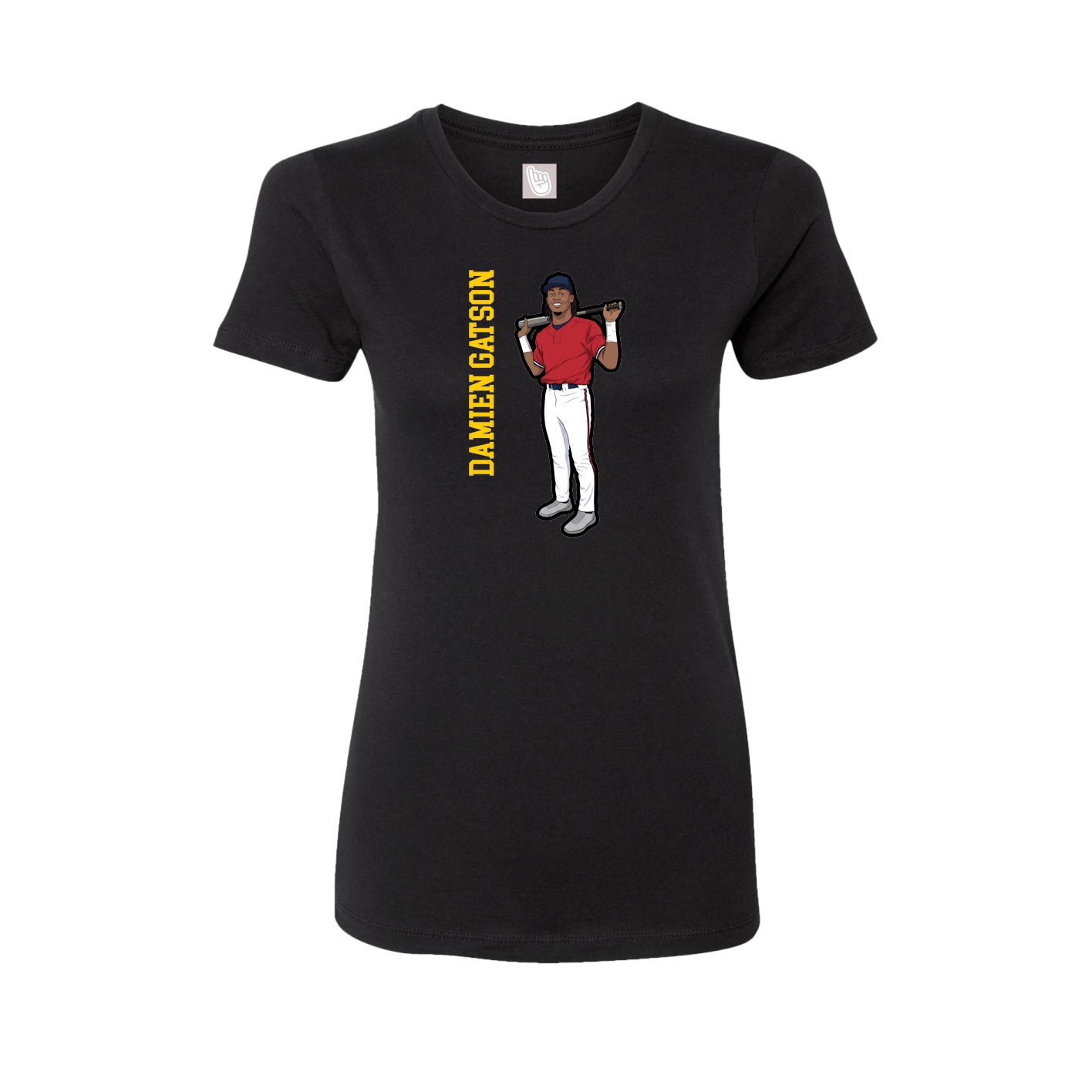 Fitted Women's Tee — Name Vertical in Black