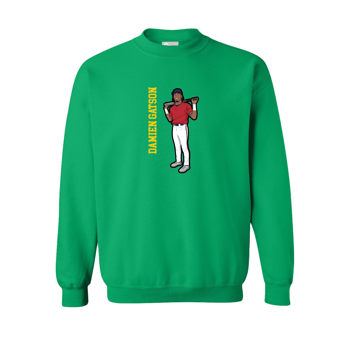 Fleece Crew — Name Vertical in Green