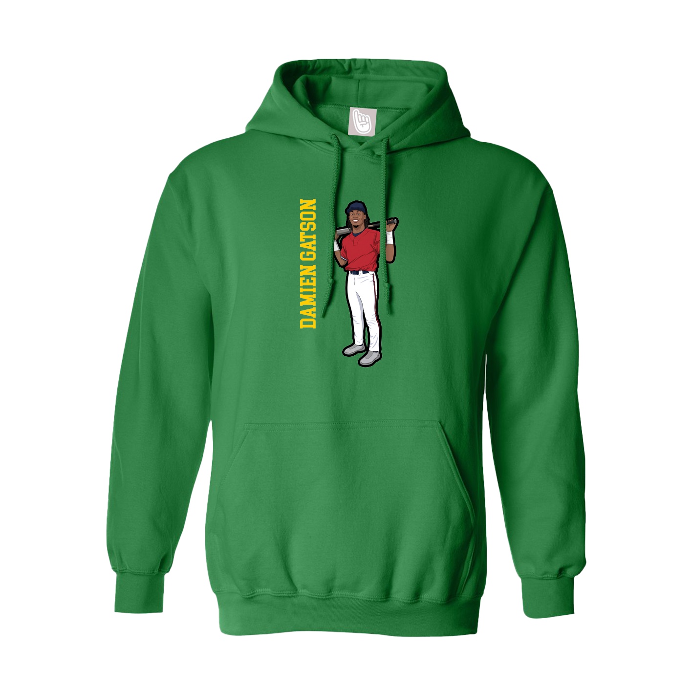 Youth Hoodie — Name Vertical in Green