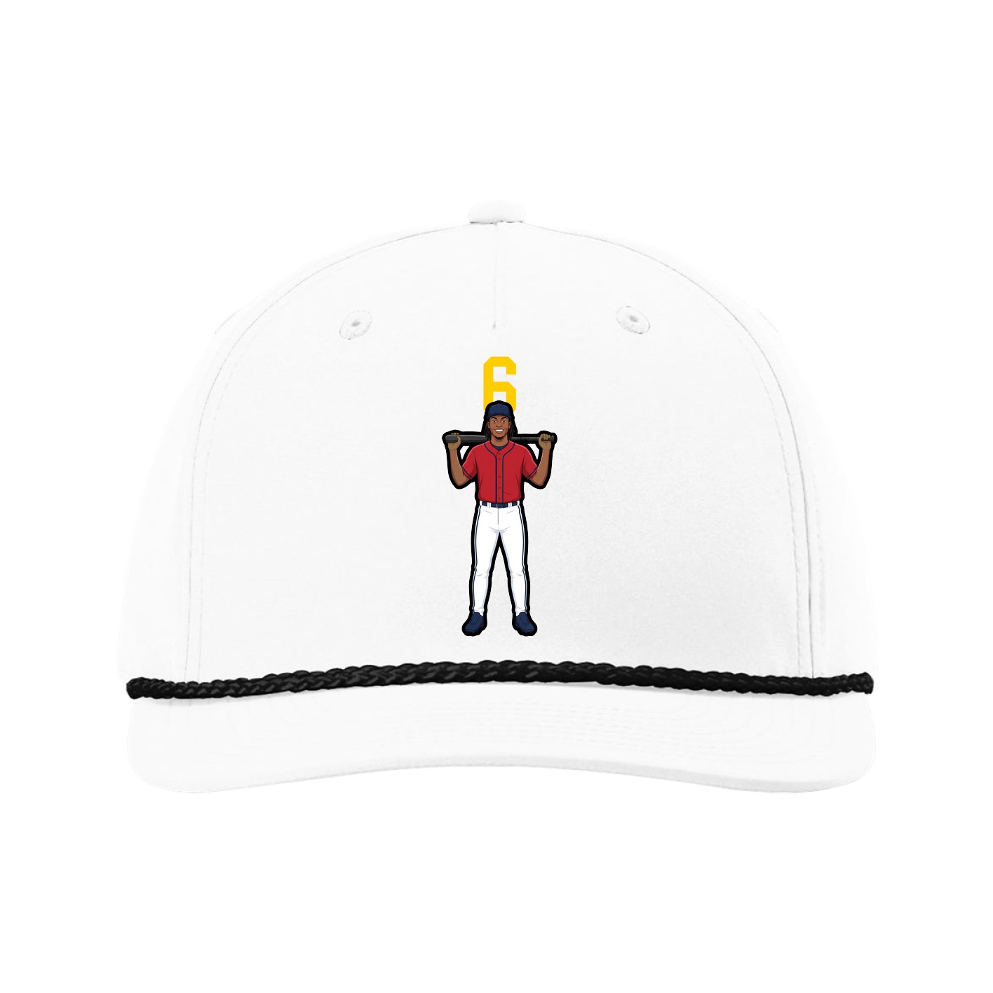 Five-Panel Classic Rope Cap — Number Top in White