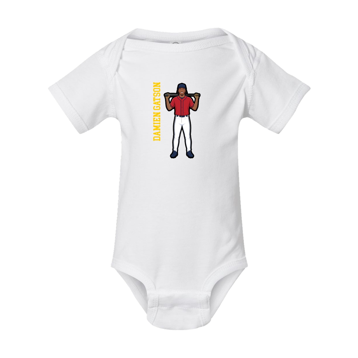 Baby Onesie — Name Vertical in White