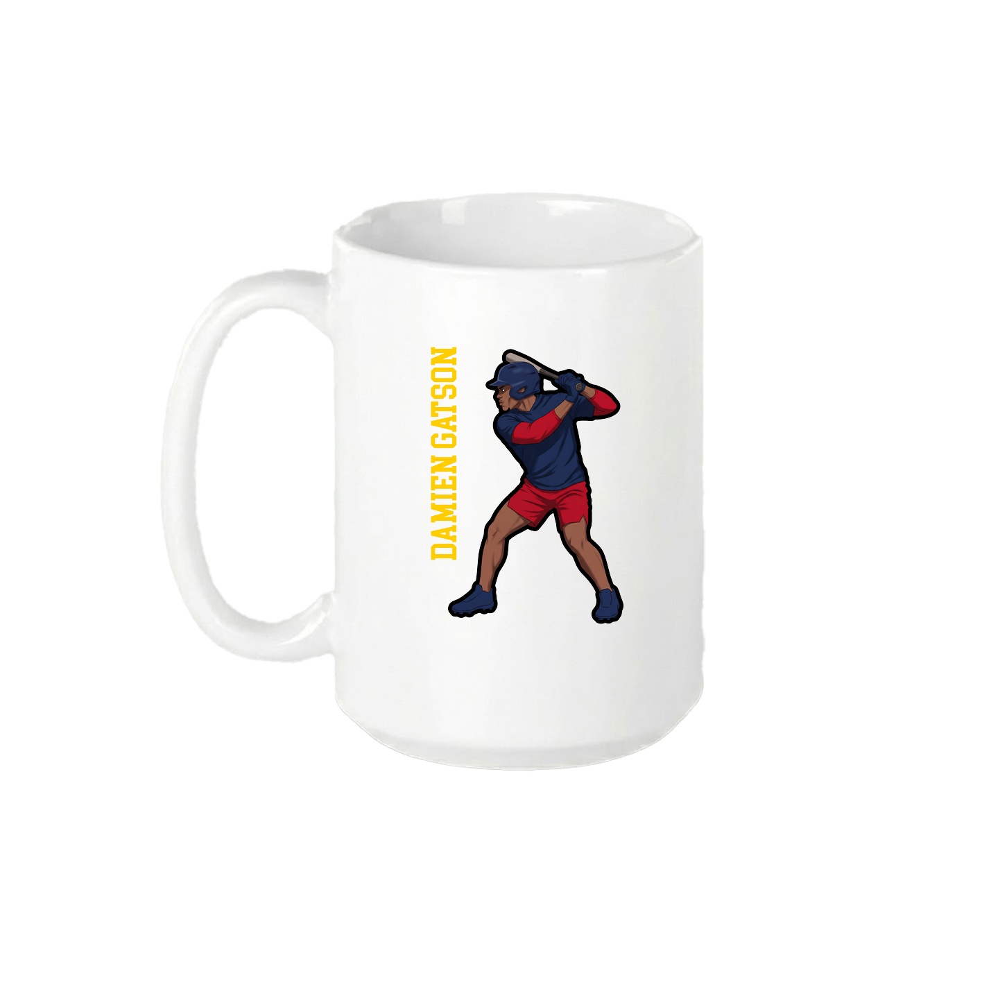 15oz Coffee Mug — Name Vertical in White