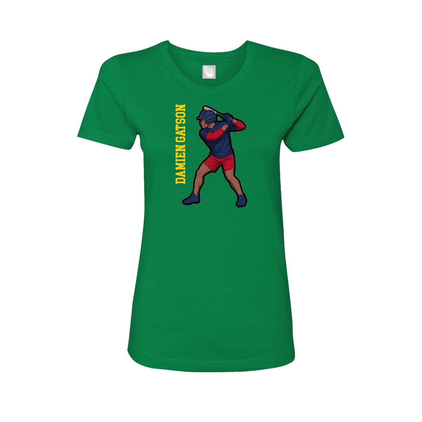 Fitted Women's Tee — Name Vertical in Green