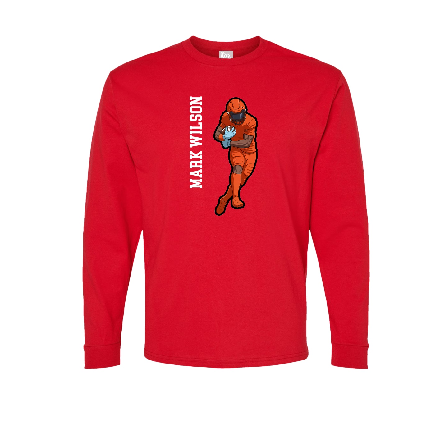 Long Sleeve Tee — Name Vertical in Red