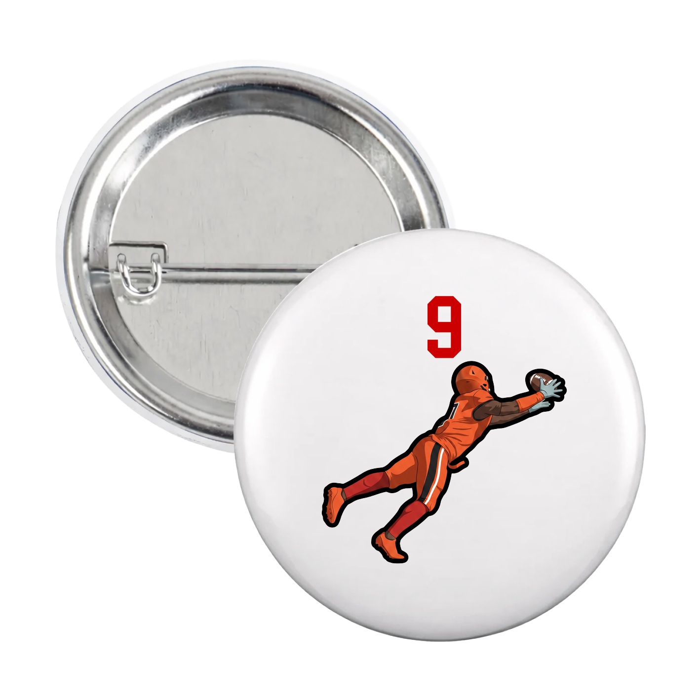Game Day Button — Number Top in White