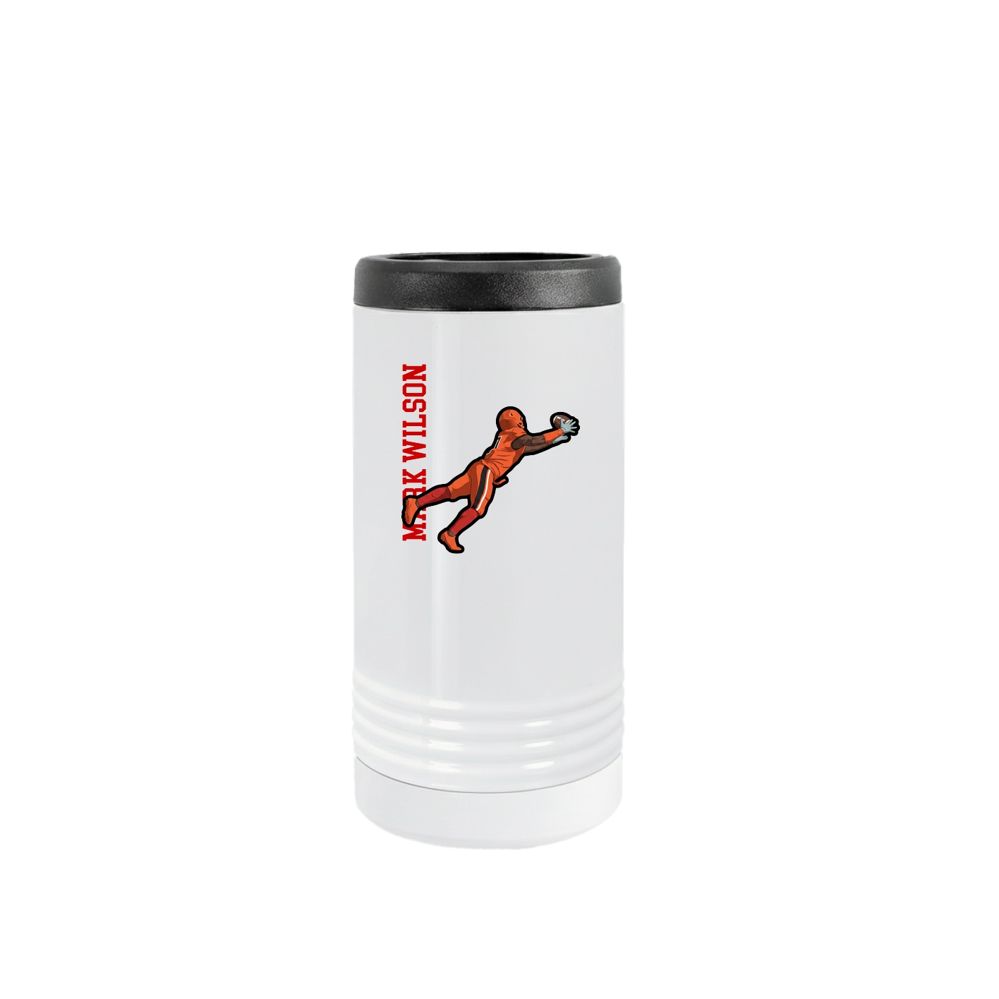 Slim Beverage Holder — Name Vertical in White