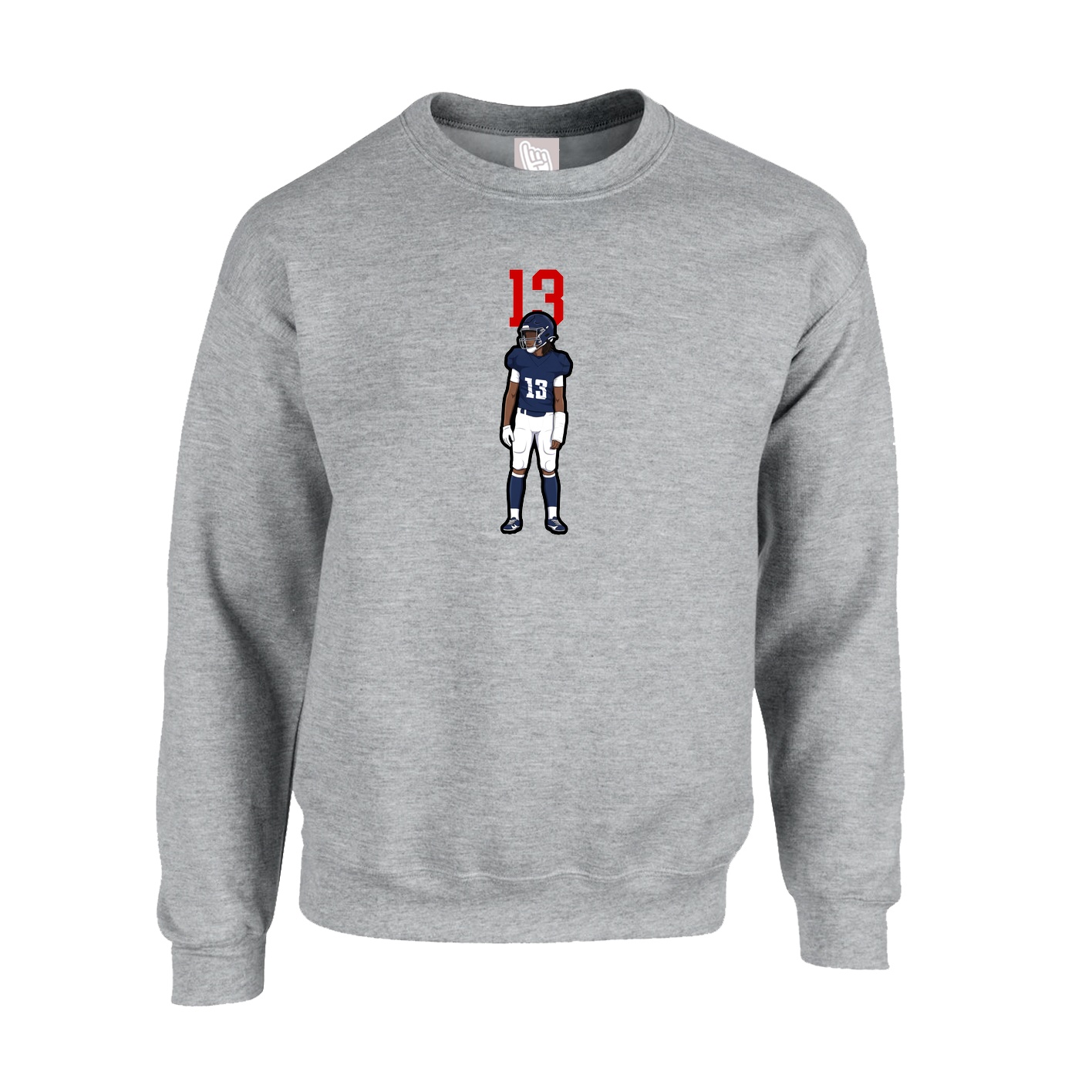 Fleece Crew — Number Top in Grey