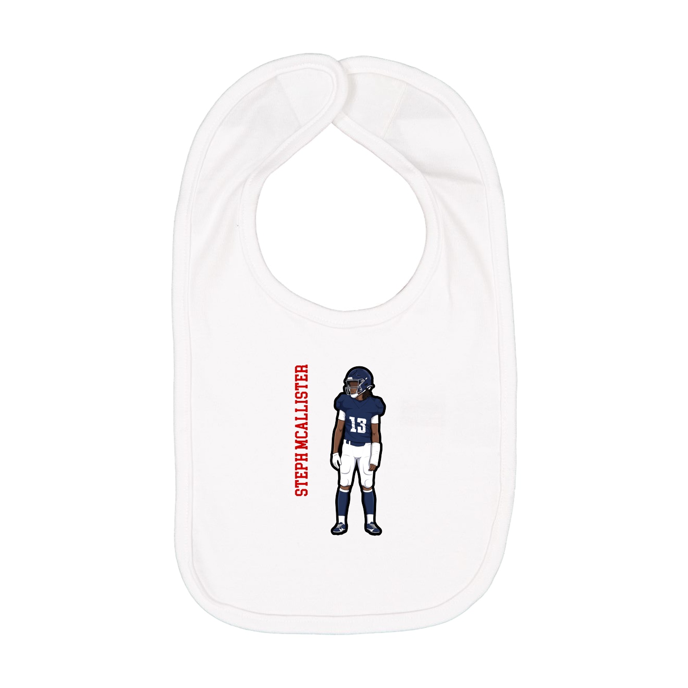 Infant Bib — Name Vertical in White