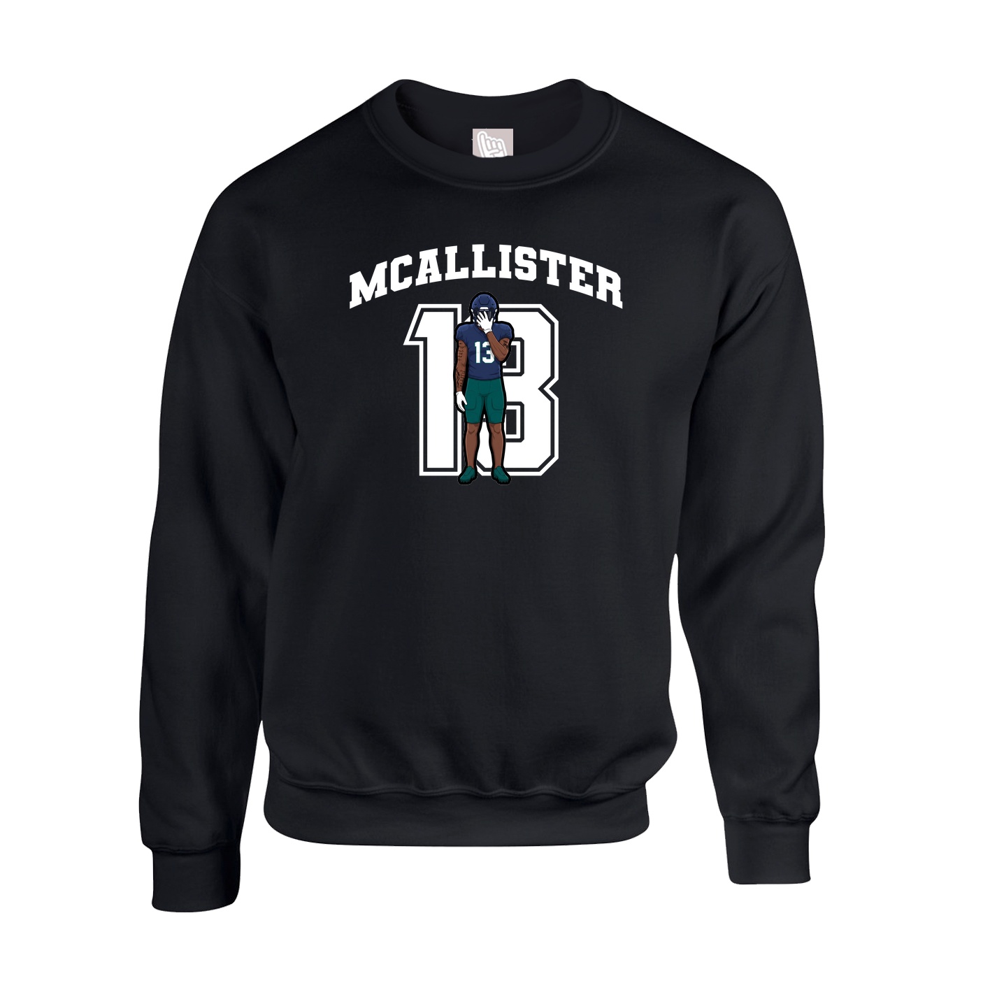Fleece Crew — Number in Black