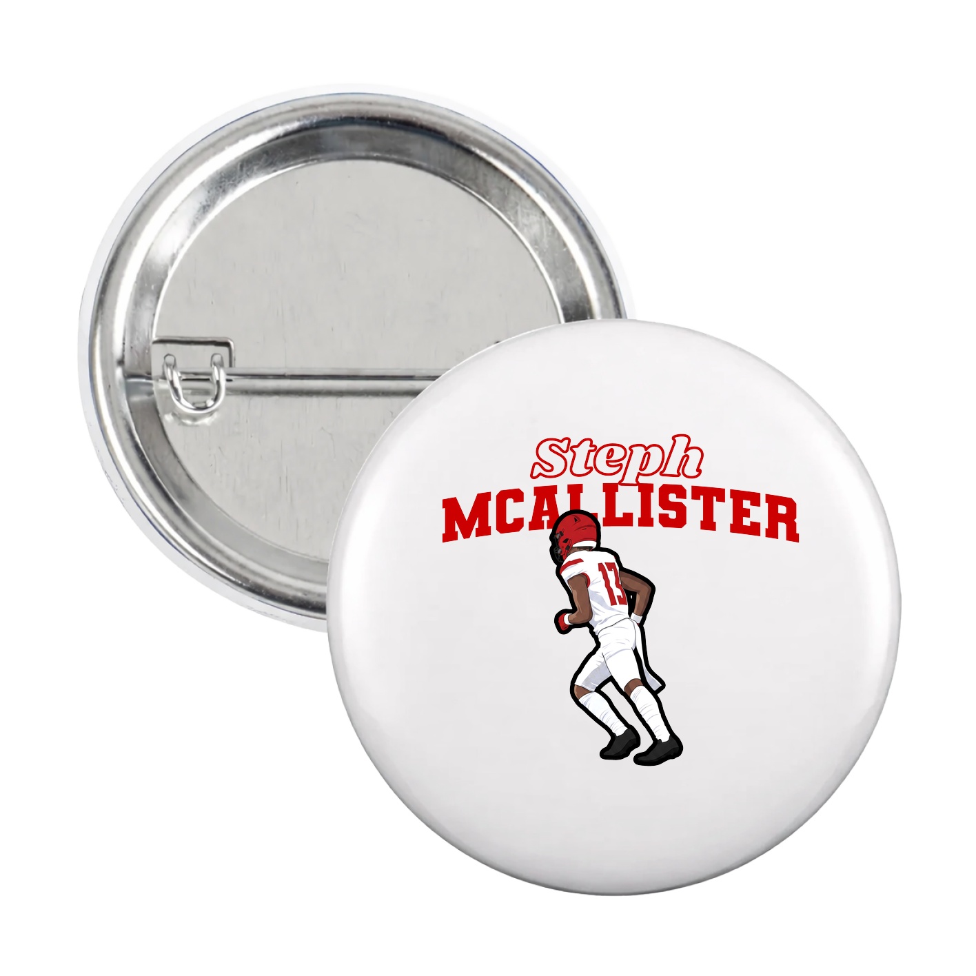 Game Day Button — Name Arch in White